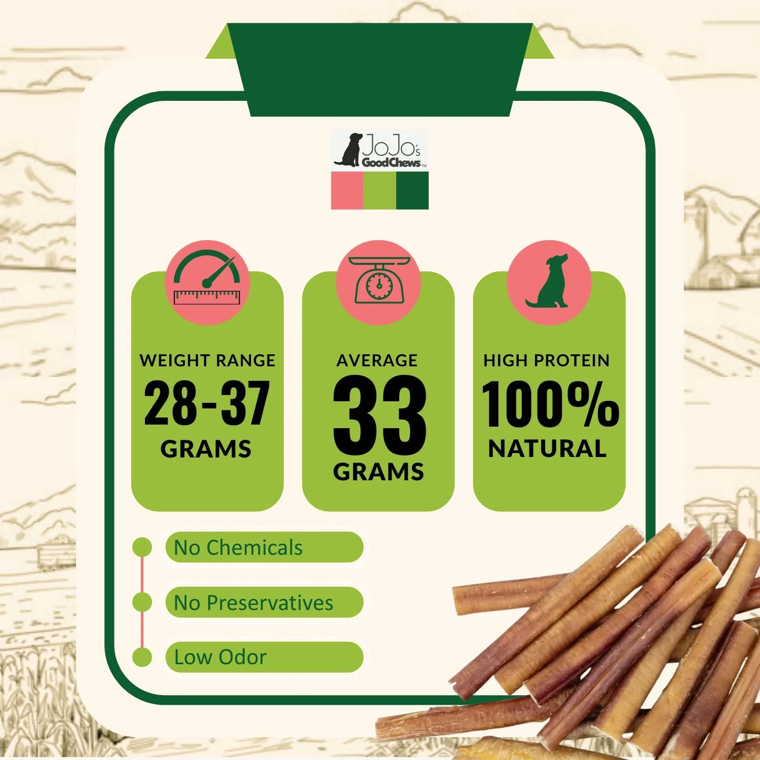 All-Natural Beef Bully Stick Dog Treats, High Protein & Long-Lasting Chews – 6-Inch Thick (25/case) - Image 7