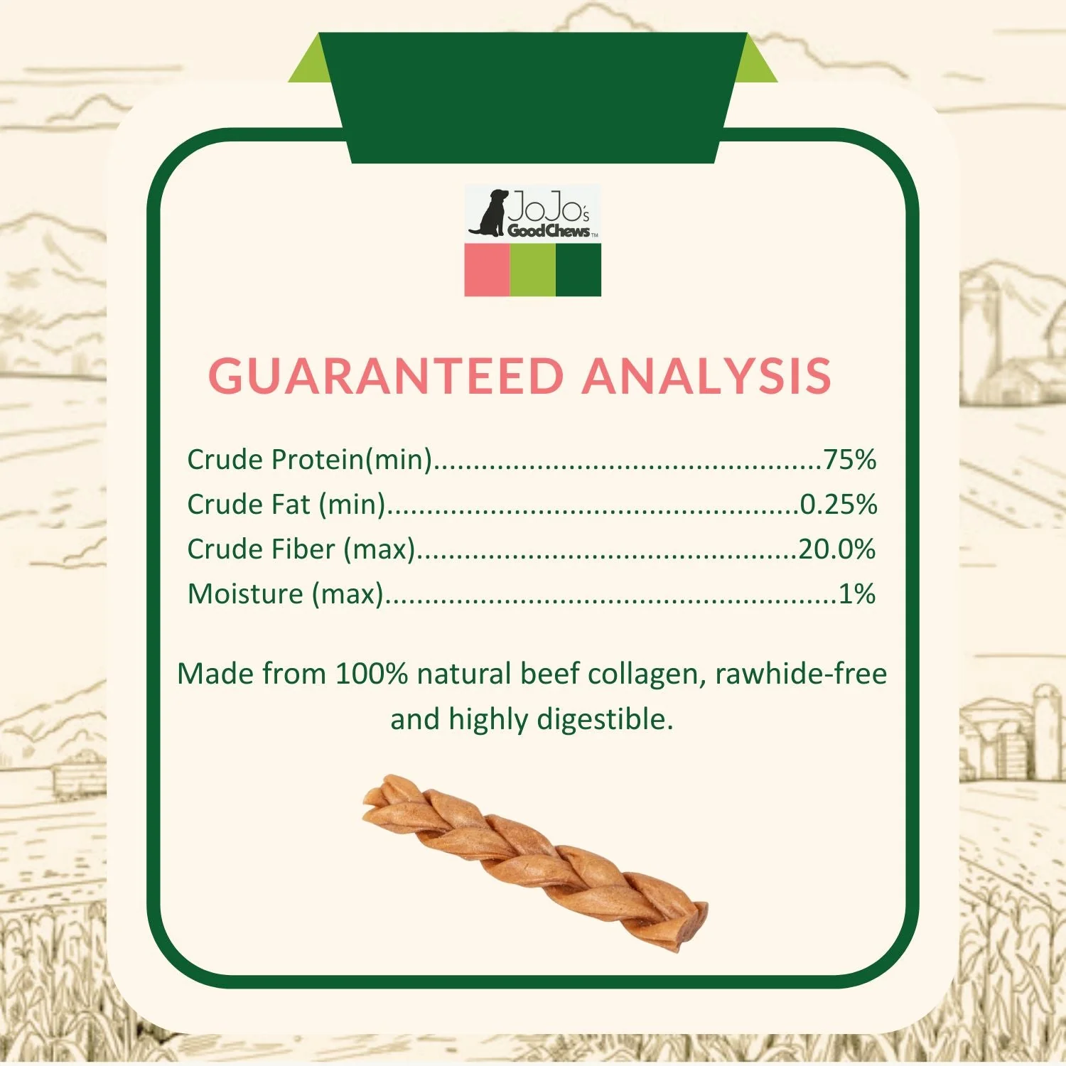 All-Natural Braided Collagen Stick Dog Treats, Supports Joint, Skin & Coat Health β 6-Inch Standard (4-Pack) - Image 6