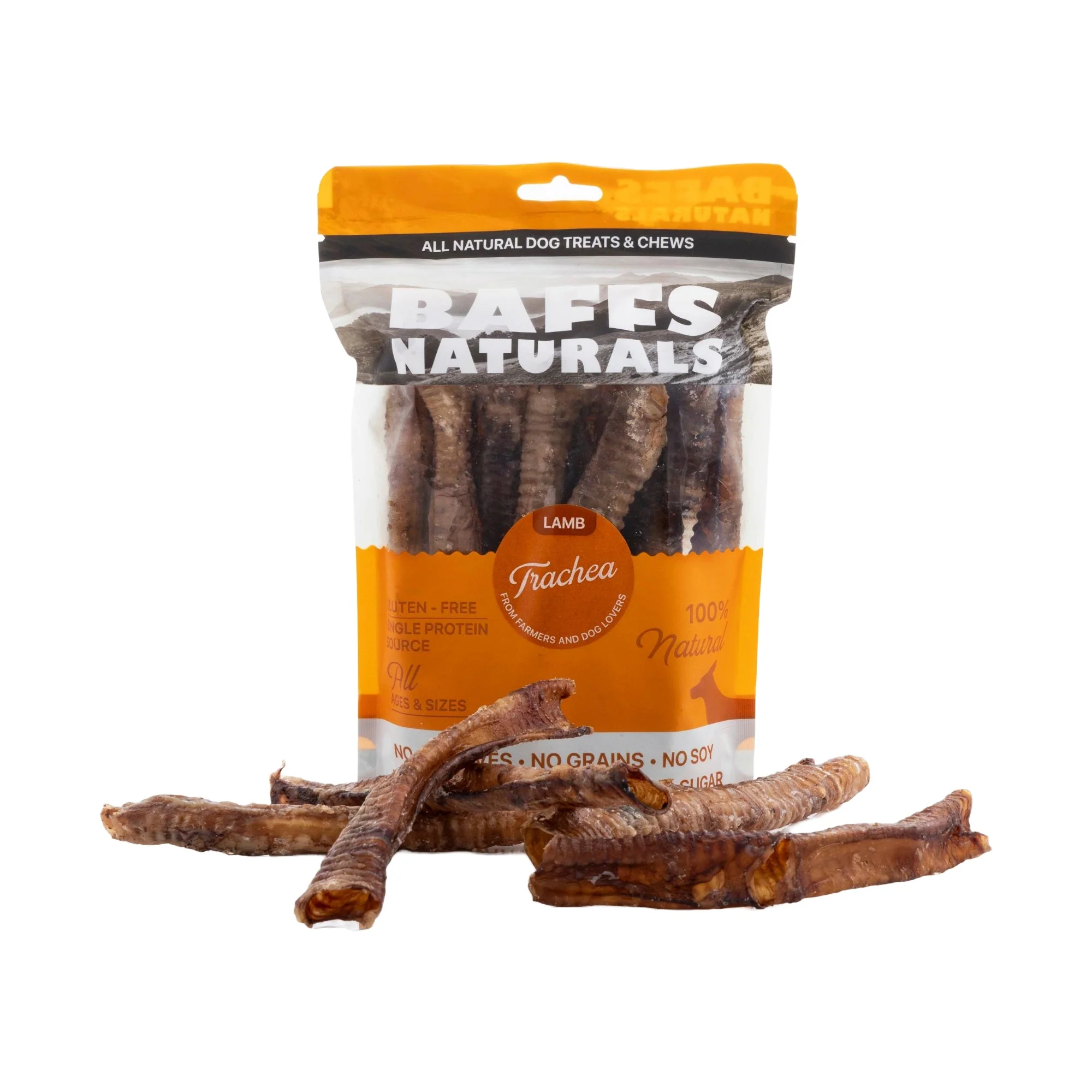 BAFFS NATURALS All-Natural Premium Lamb Trachea Dog Chews β 2 Pack (10 Chews Each)