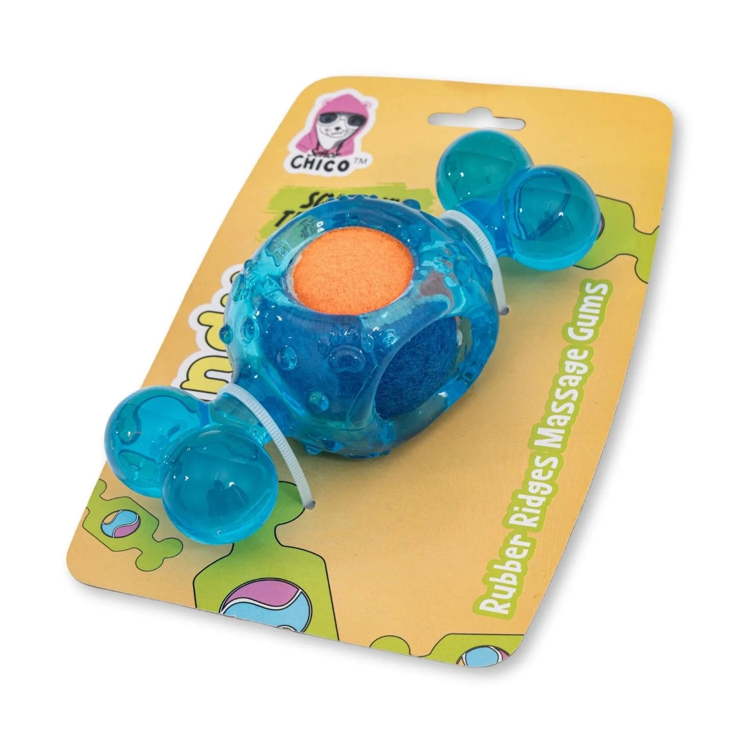 Blue Candy-Inspired Squeaky Tennis Ball Dog Chew Toy – TPR, Durable & Promotes Dental Health - Image 3