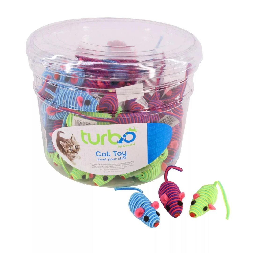 Coastal Turbo Bulk Cat Toy Bins, String Mice, 5" (90 Pieces) - Image 2