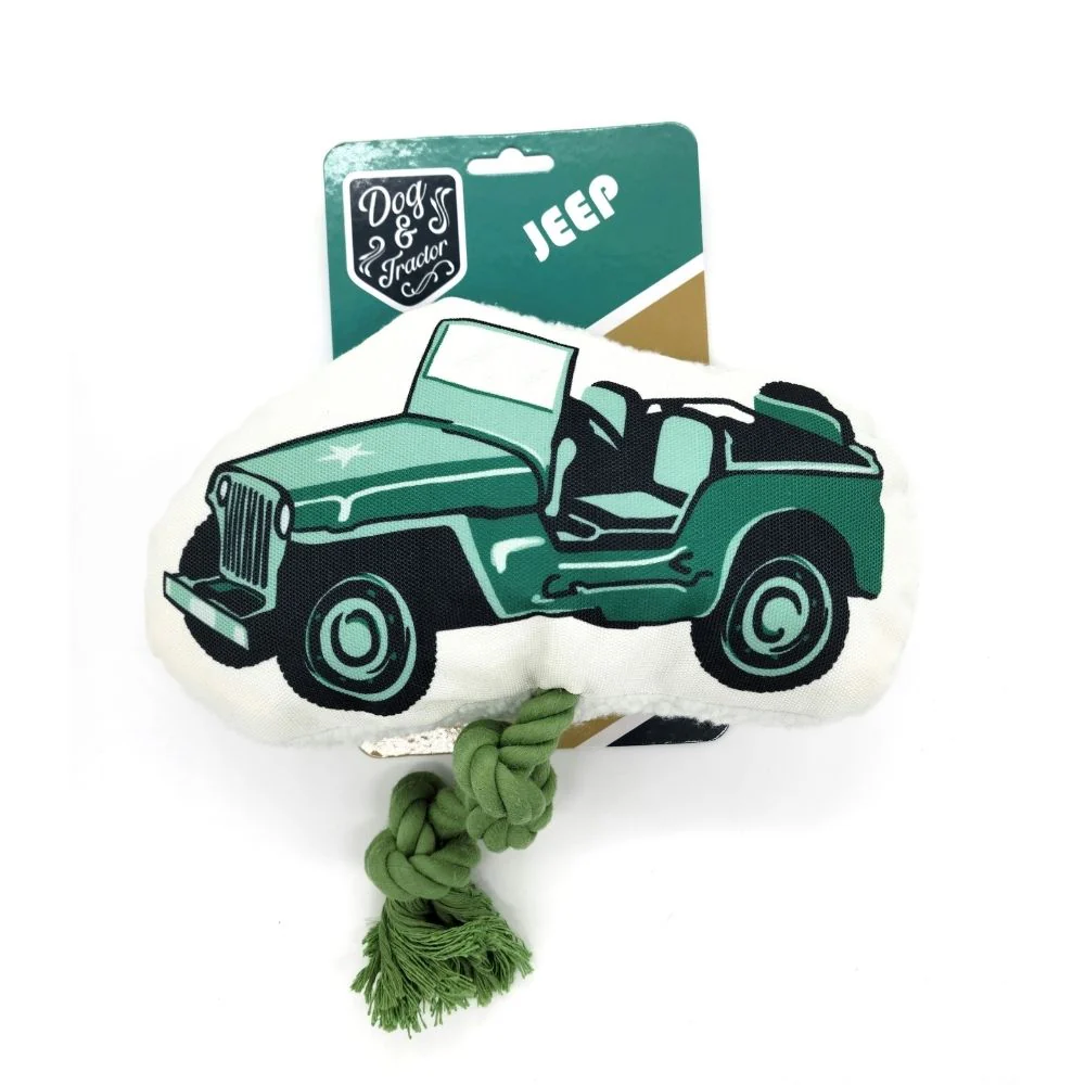 Country Living Retro Army Jeep with Squeaker & Crinkle Paper Plush Dog Toy - Image 6