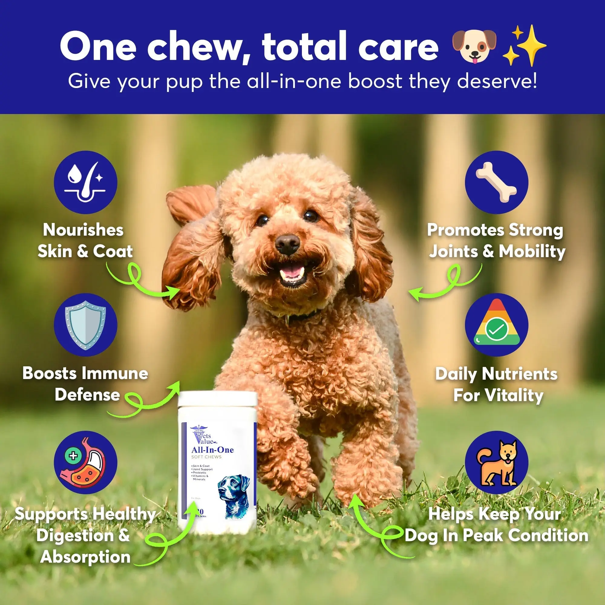Dog Multivitamin Chews (120 Soft Chews) - All-in-One Vitamins for Dogs of All Ages, Sizes & Breeds | Supports Immunity, Digestive Health, Skin, Coat Joint Health with Glucosamine, Omega Fatty Acids - Image 3