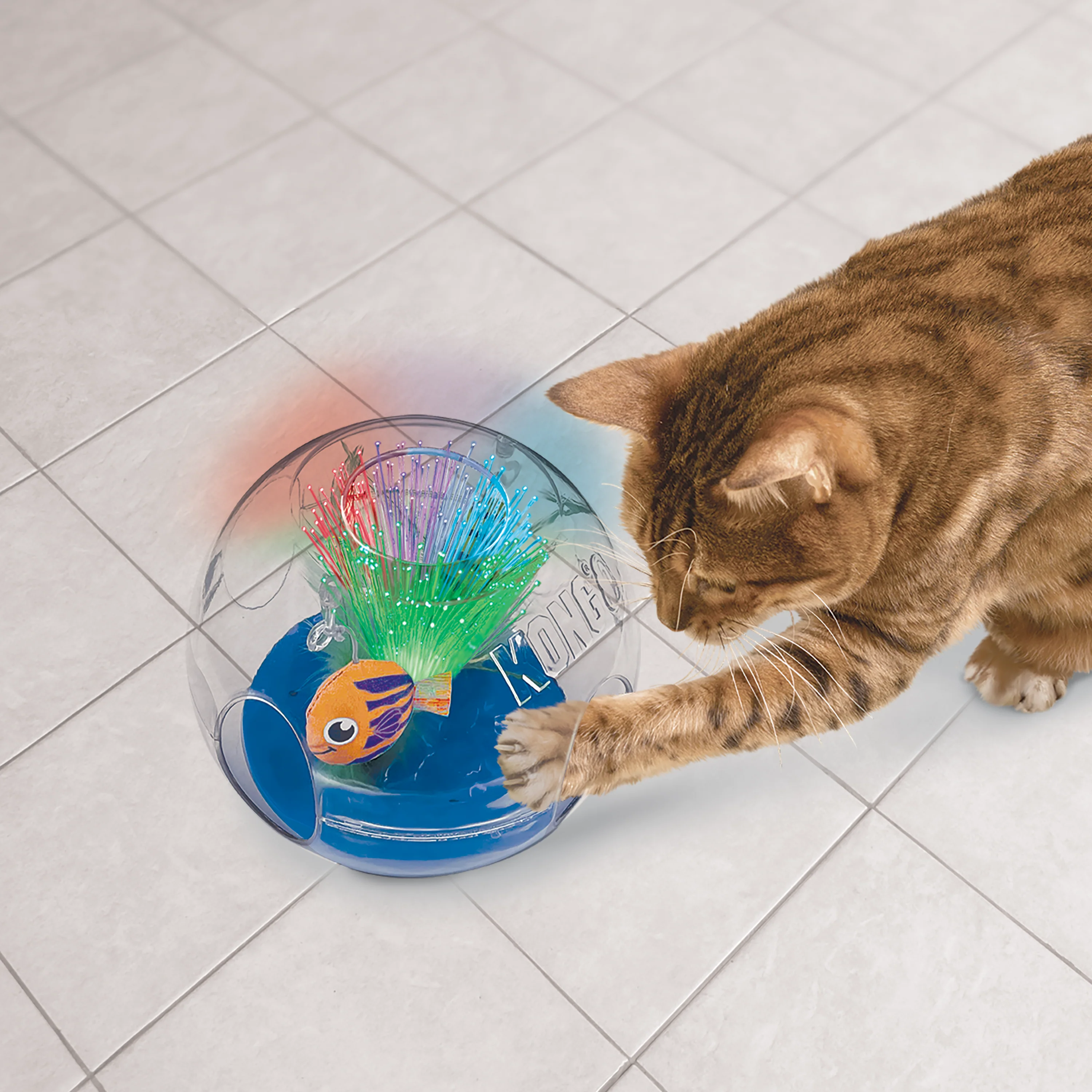 KONG Bat-A-Bout Glow Aquarium Cat Toy 1ea/MD - Image 3