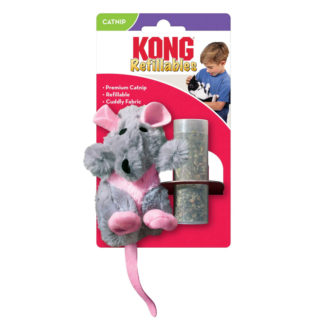 KONG Refillable Feather Rat Catnip Cat Toy Grey 1ea/One Size - Image 2