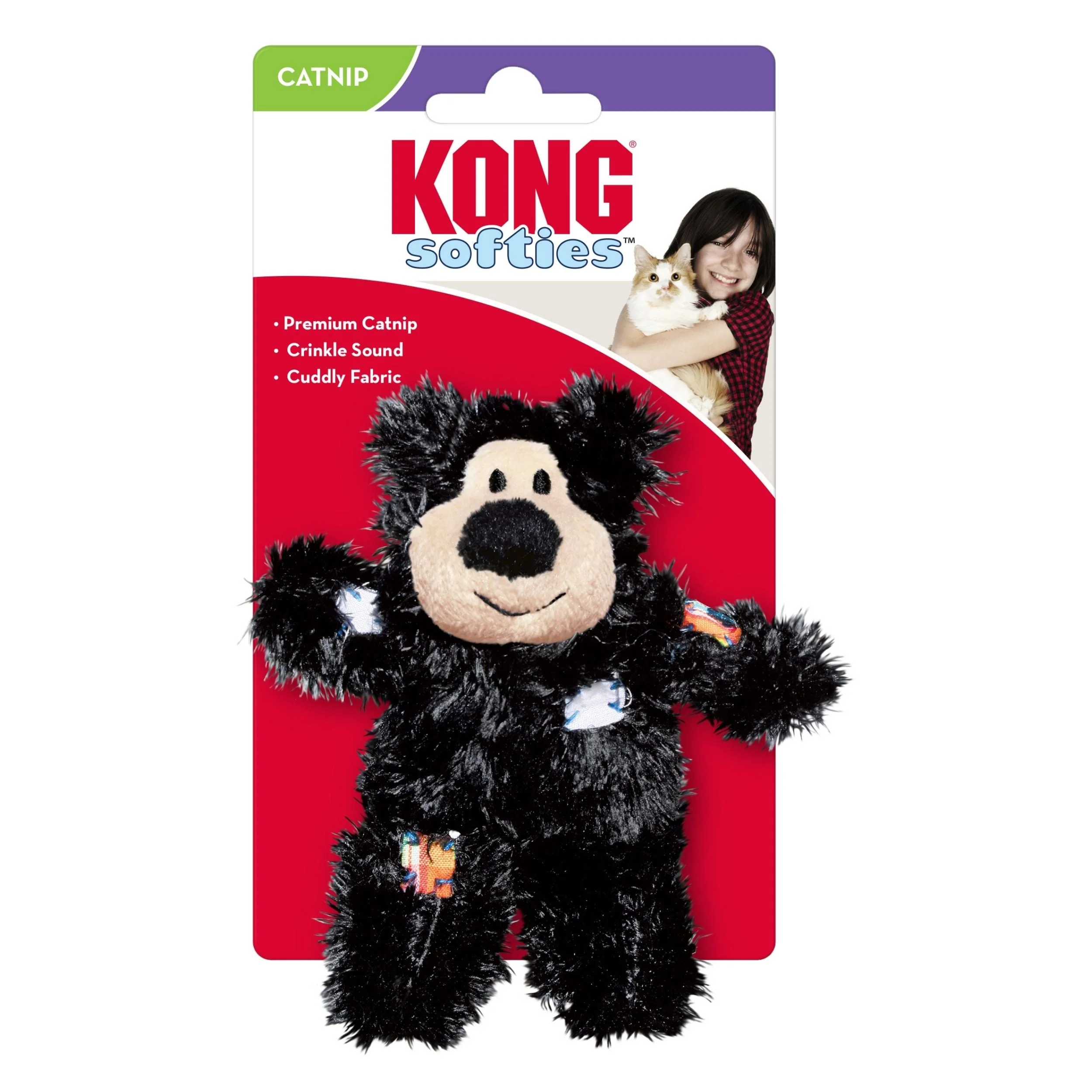 KONG Softies Patchwork Bear Catnip Toy Assorted 1ea/One Size - Image 2