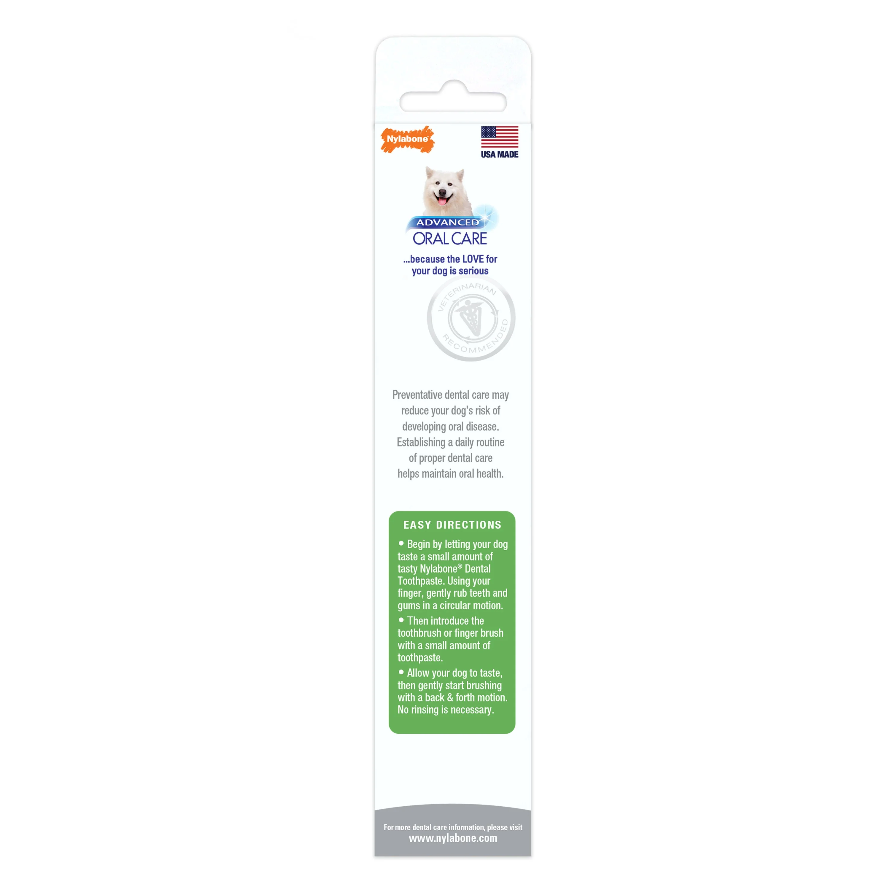 Nylabone Advanced Oral Care Natural Toothpaste Peanut Flavor, 1ea/2.5 oz - Image 2