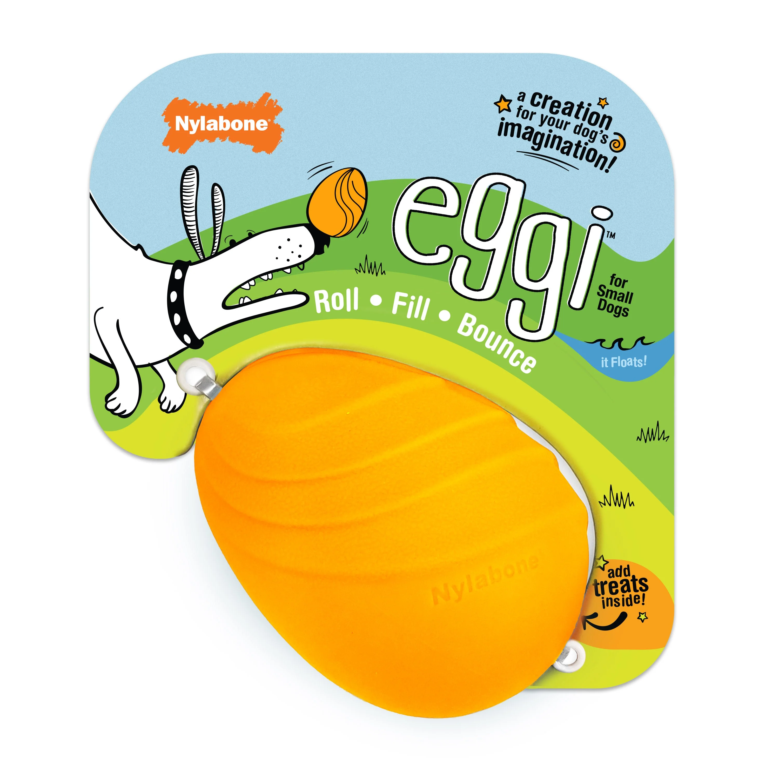 Nylabone Creative Play Eggi Dog Treat Toy Orange, 1ea/SMall/Regular Up To 25 Ibs. 1 ct