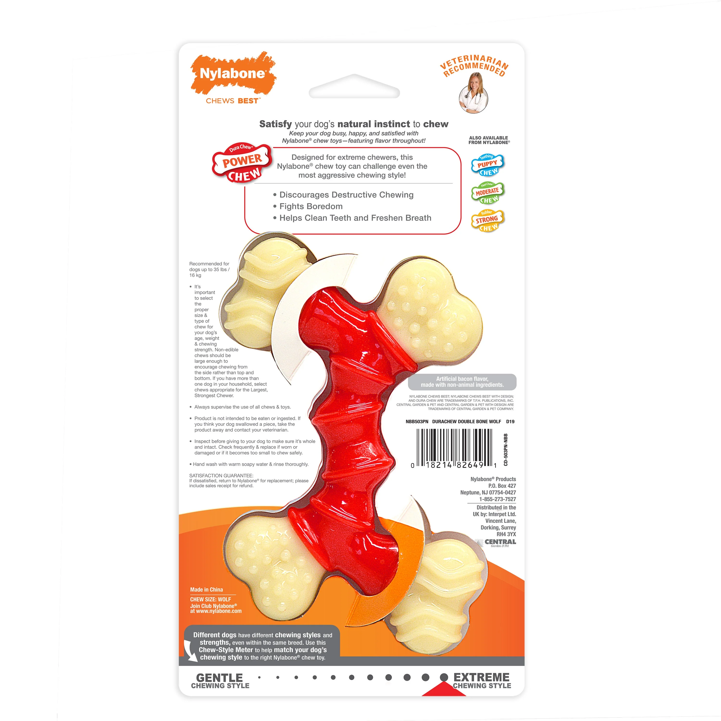 Nylabone Power Chew Double Bone Bacon Dog Chew Toy Bacon, 1ea/Medium/Wolf  Up To 35 Lbs. 1 ct - Image 7