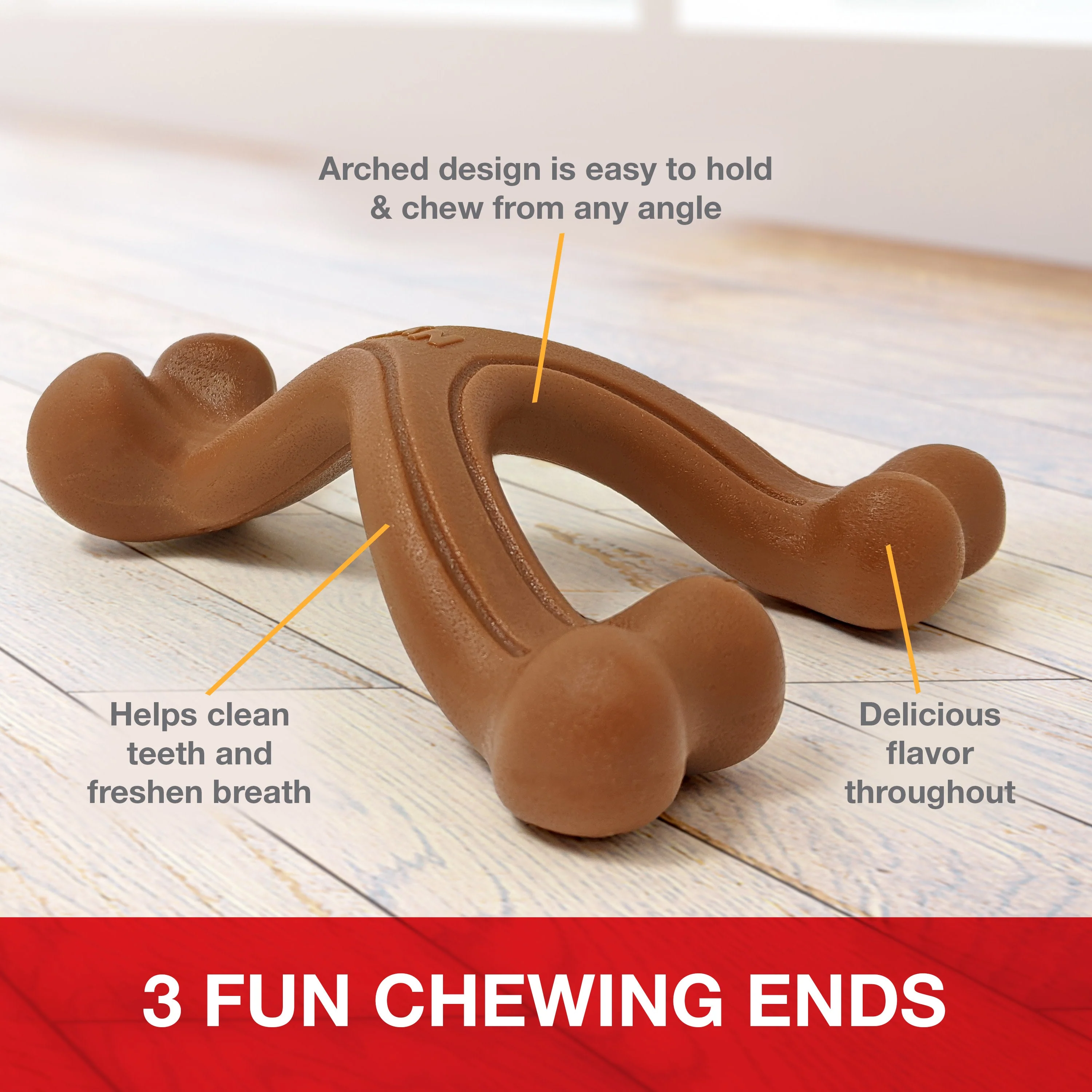Nylabone Ergonomic Hold Chew Wishbone Power Chew Durable Dog Toy Bison, 1ea/SMall/Regular Up To 25 Ibs. - Image 3