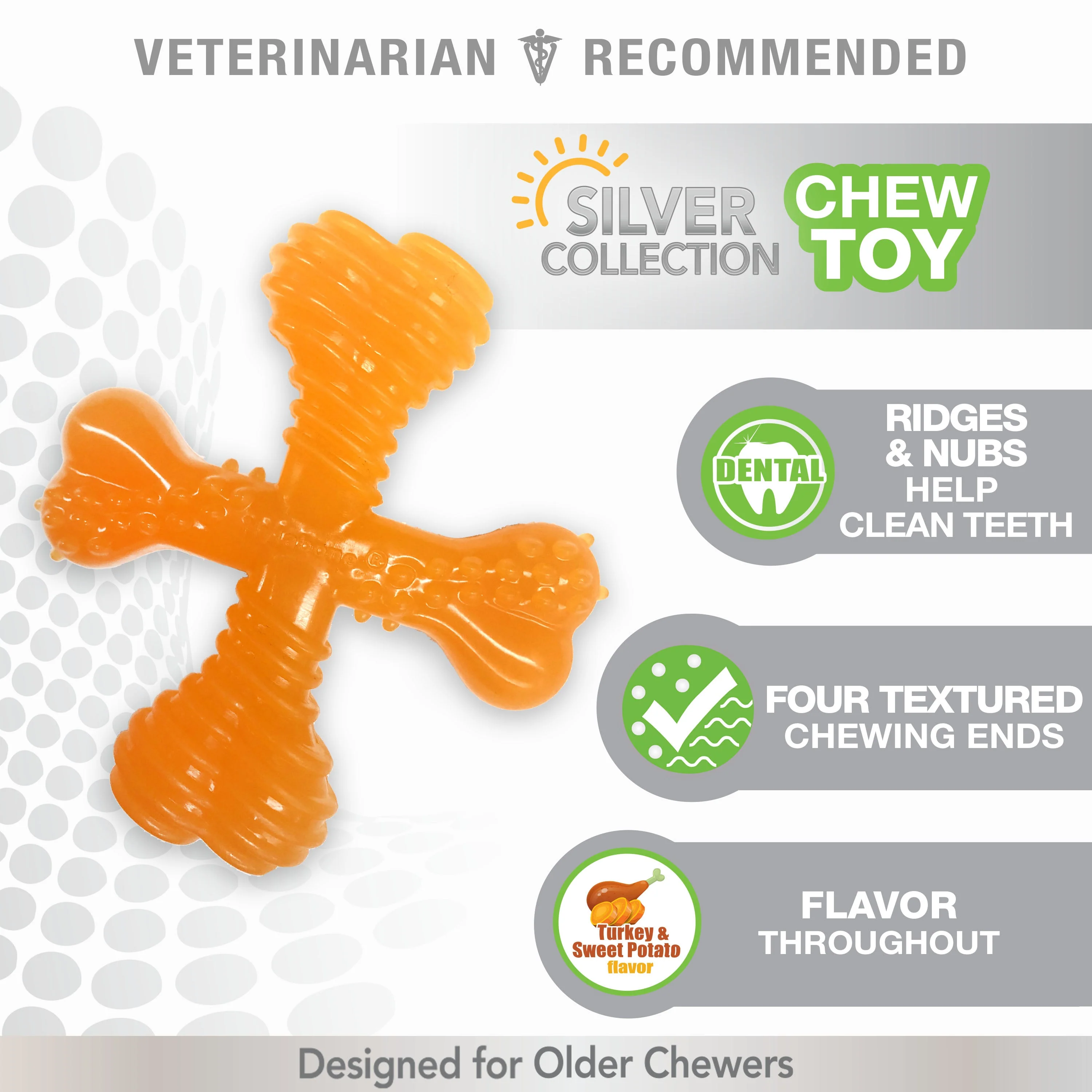Nylabone Silver Collection Flexi Chew X-Bone Chew Toy for Senior Dogs Turkey & Sweet Potato 1ea/SMall/Regular - Up To 25 Ibs. - Image 2