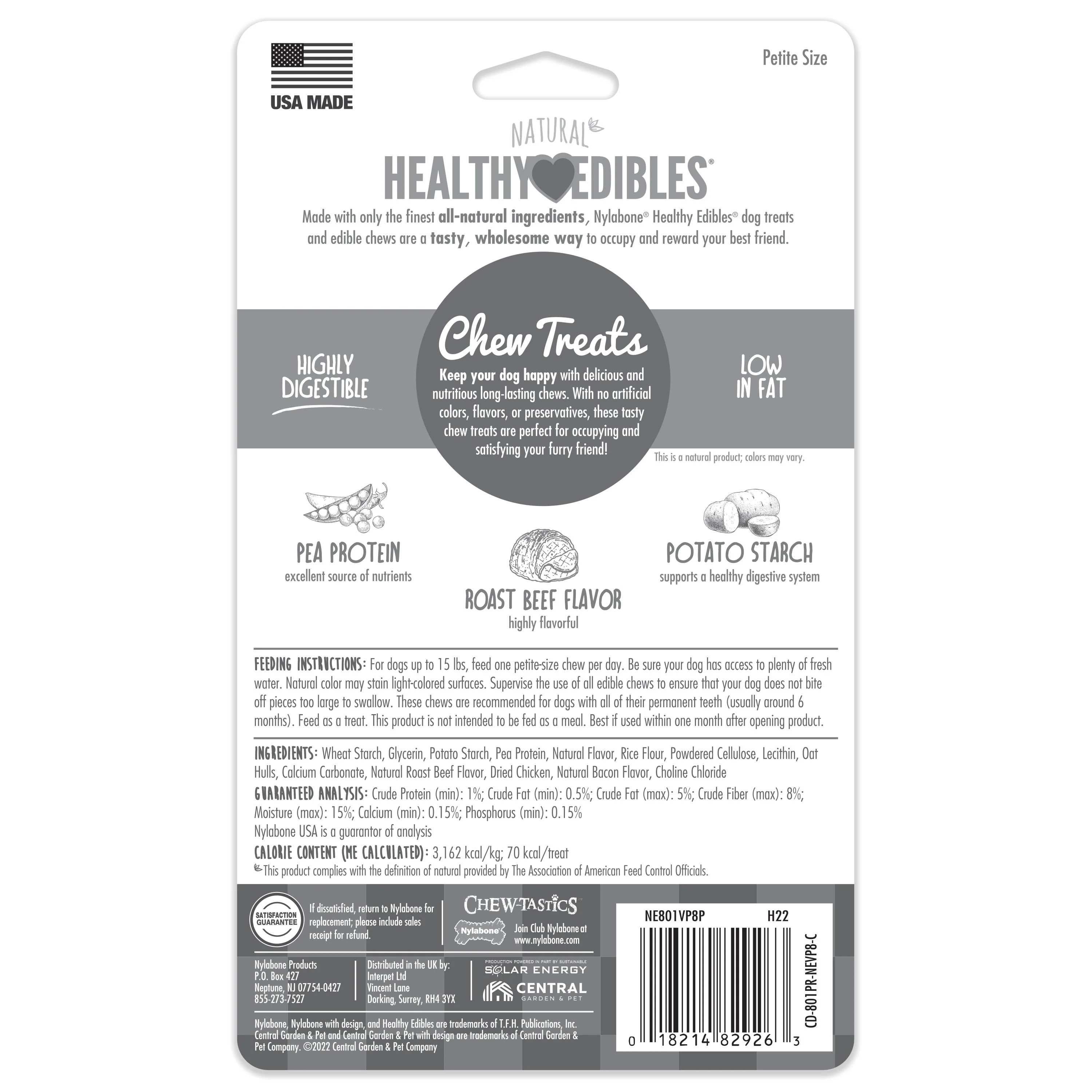 Nylabone Healthy Edibles AllNatural Long Lasting Chew Treats Roast Beef, 1ea/XS/Petite  Up To 15 Lbs. 8 ct - Image 8