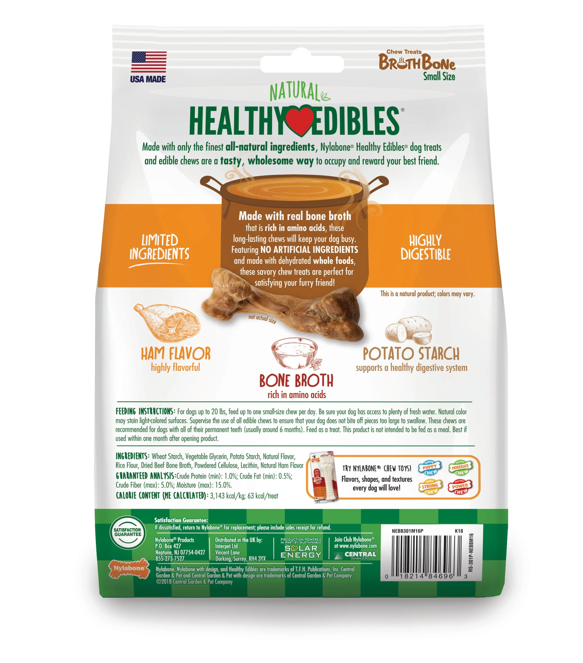 Nylabone Healthy Edibles Broth Bone AllNatural Long Lasting Chew Treats 16 count, 1ea/Regular  Up To 25 Ibs. - Image 9