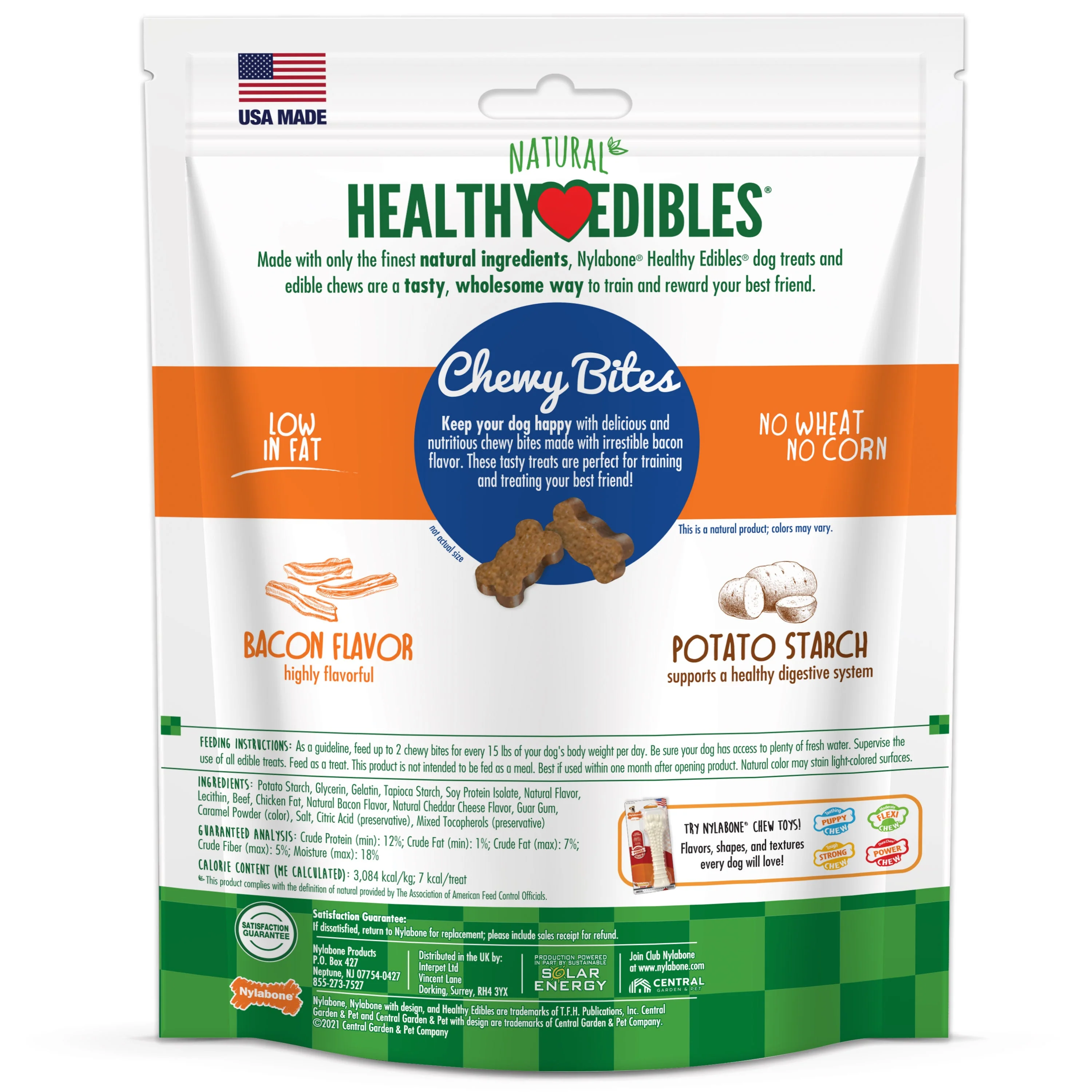 Nylabone Healthy Edibles Chewy Bites Soft Dog Treats Bacon, 6 oz 1 ct - Image 8