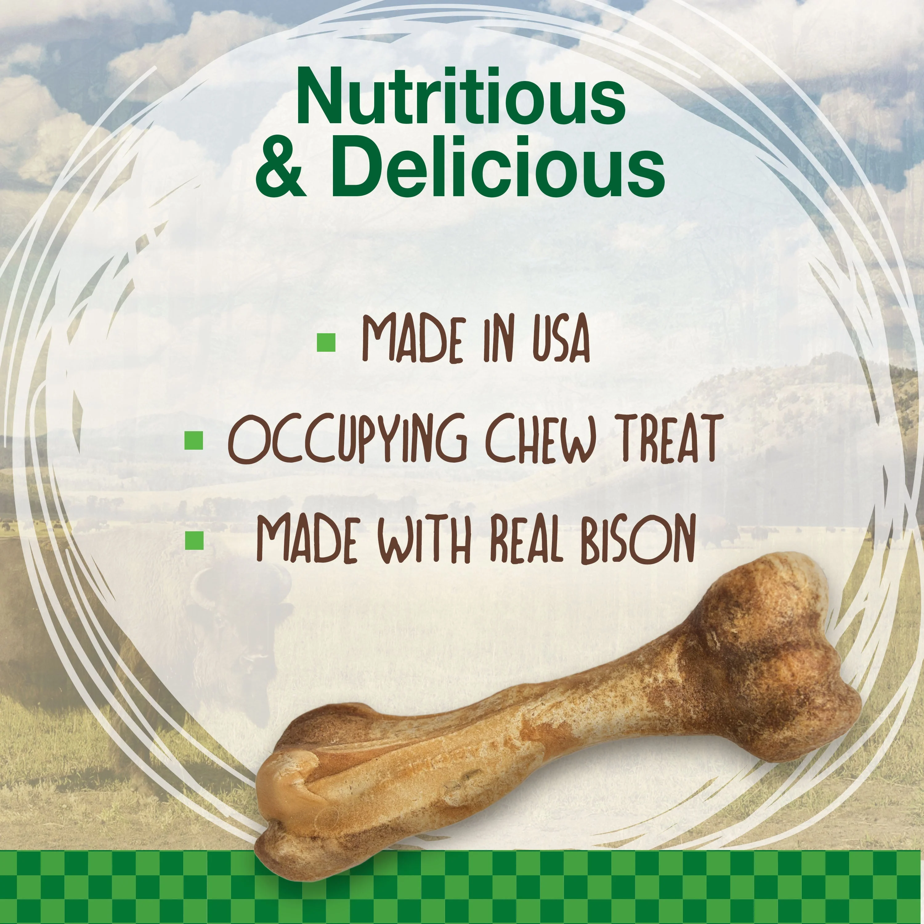 Nylabone Healthy Edibles WILD AllNatural Long Lasting Chew Treats Bison, 1ea/Large/Giant Up To 50 Lbs. 1 ct - Image 2