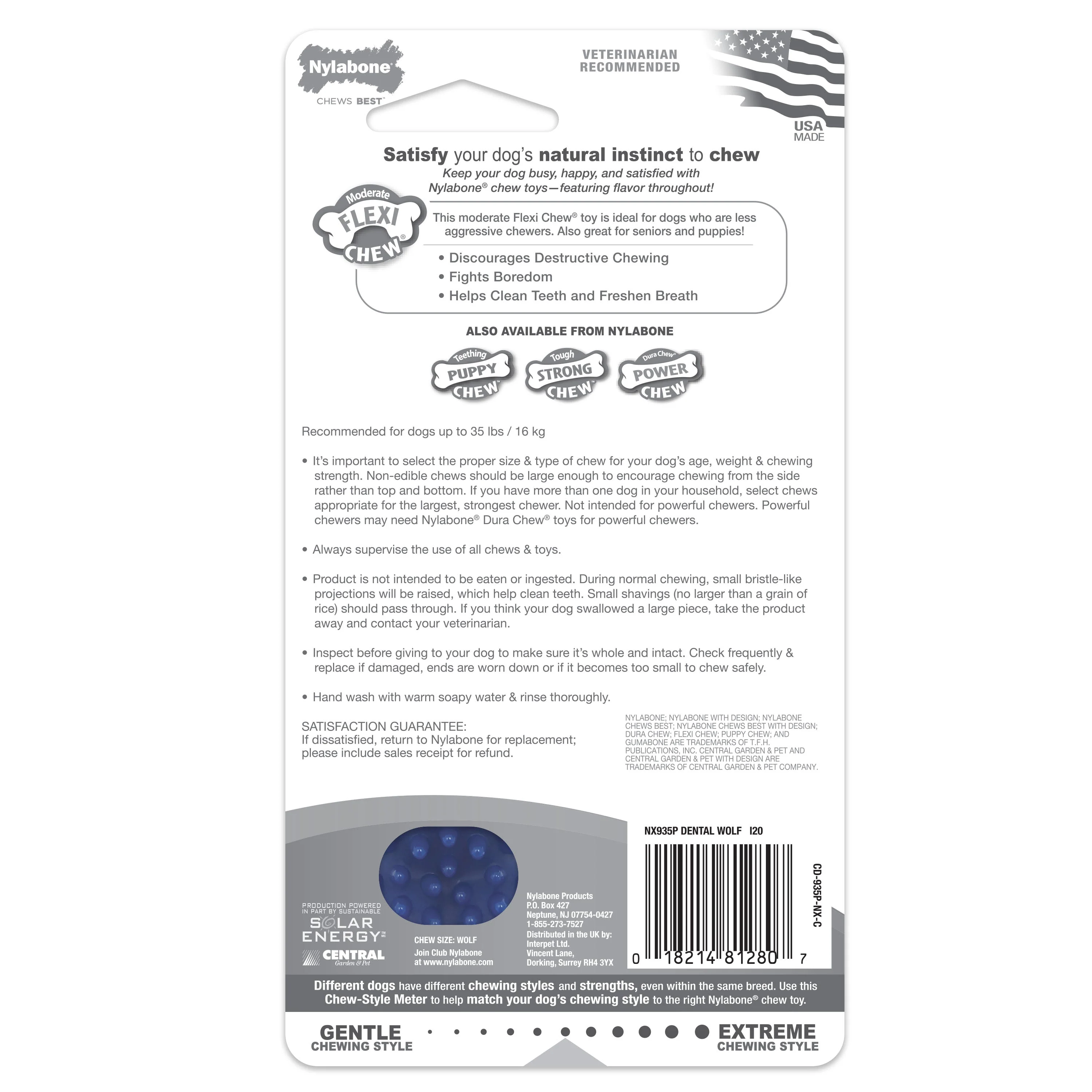 Nylabone Moderate Chew Textured Dog Dental Chew Toy Chicken, Blue, 1ea/Medium/Wolf Up To 35 Lbs. 1 ct - Image 7