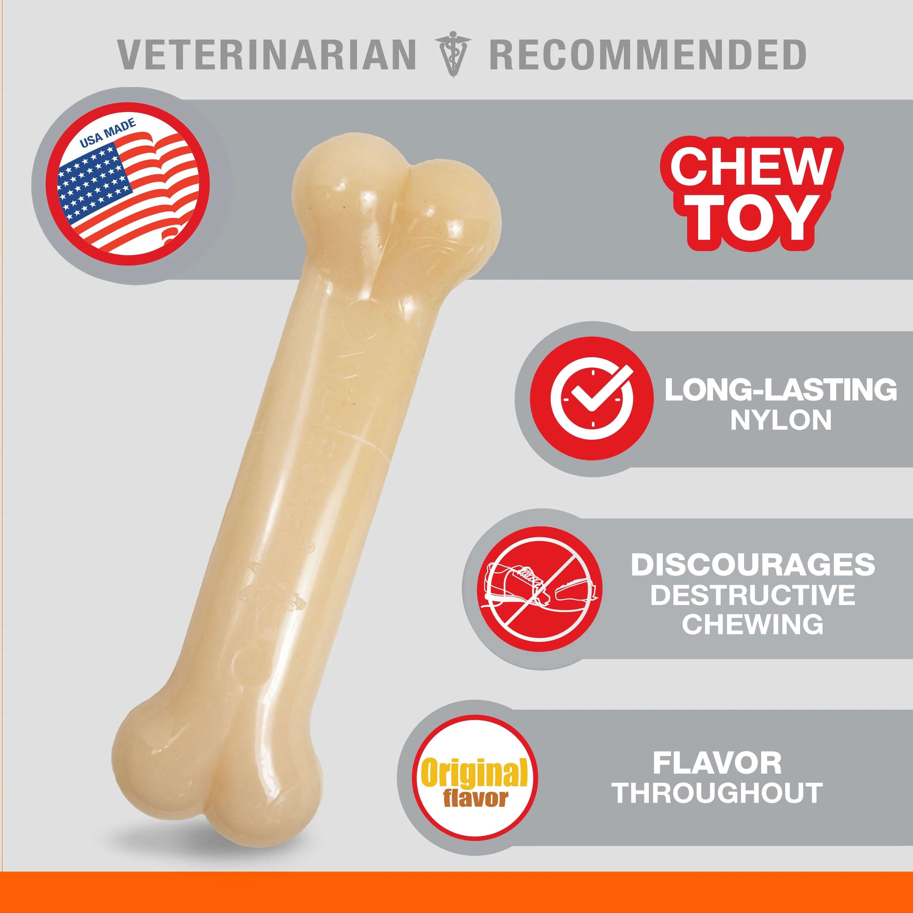 Nylabone Power Chew Dog Toy Original, 1ea/Medium/Wolf Up To 35 Lbs. 1 ct - Image 2