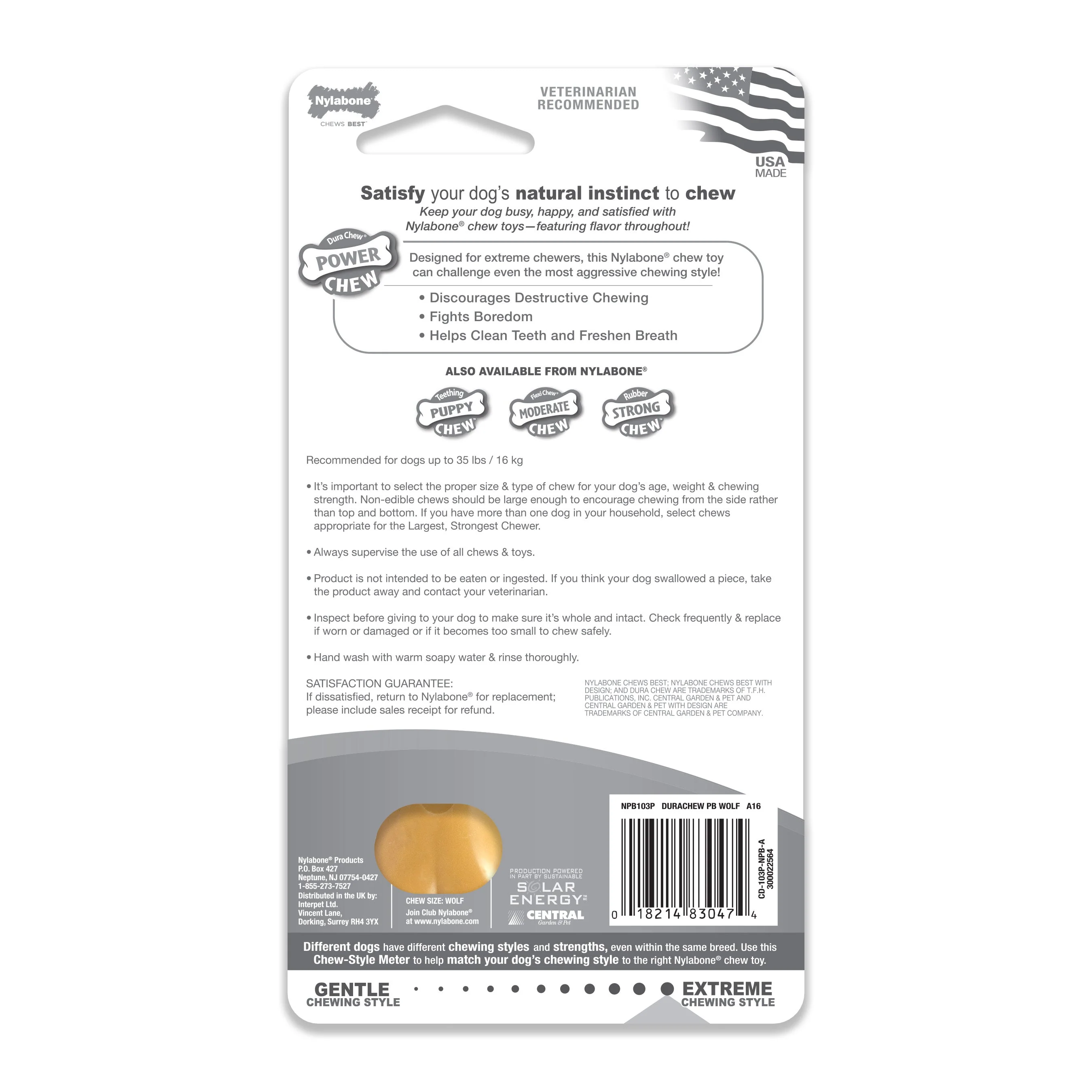 Nylabone Power Chew Dog Toy Peanut Butter, 1ea/Medium/Wolf Up To 35 Lbs. 1 ct - Image 7