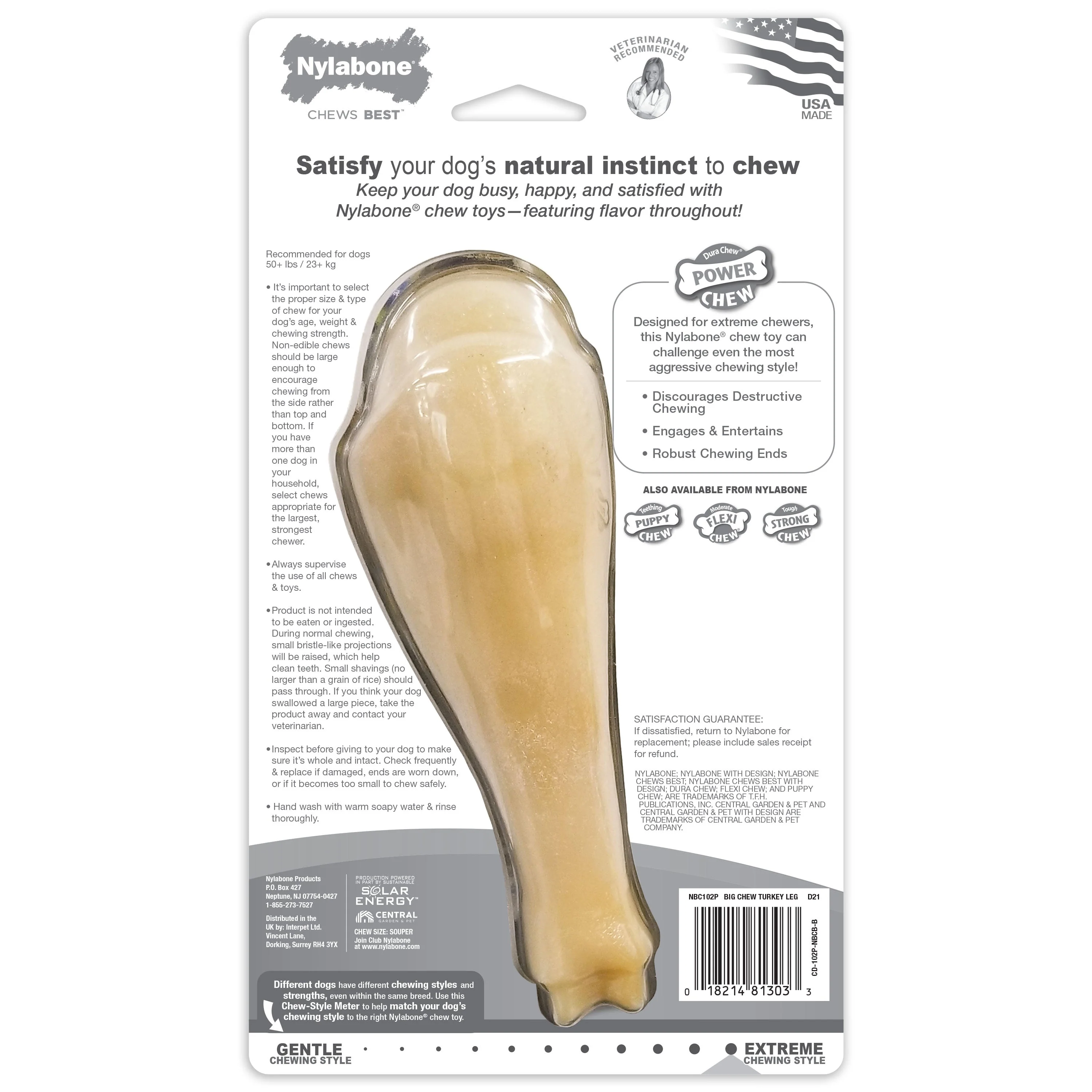 Nylabone Power Chew Jumbo Drumstick Big Dog Chew Toy Chicken 1ea/XXL/Monster - 50++ lb - Image 8
