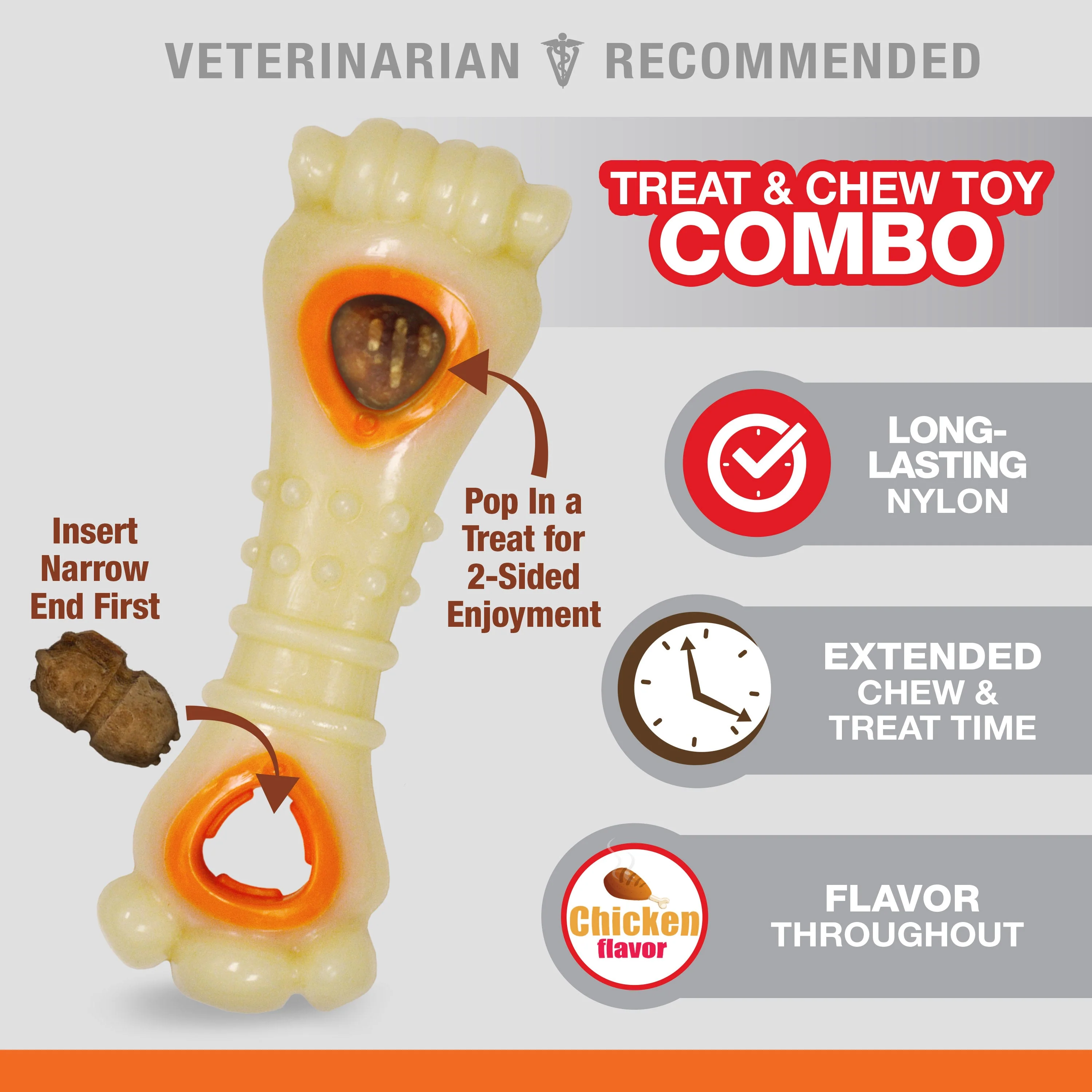 Nylabone Power Chew Souper Bone  PopIn Treat Toy Combo Chicken, 1ea/Large/Giant  Up To 50 Lbs. 1 ct - Image 2