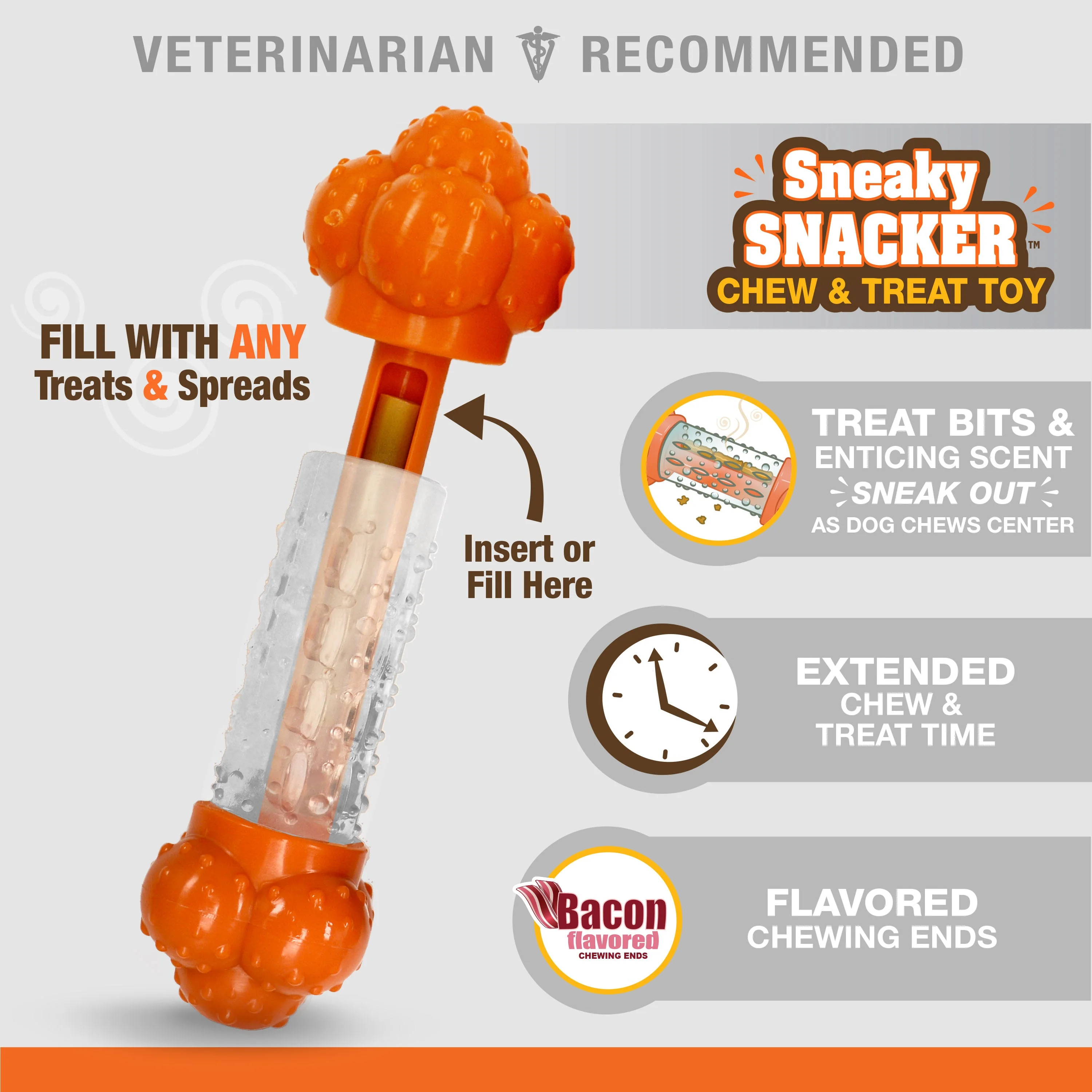 Nylabone Sneaky Snacker Dog Treat Toy Bacon, Orange, 1ea/Large/Giant  Up To 50 Lbs. 1 ct - Image 3