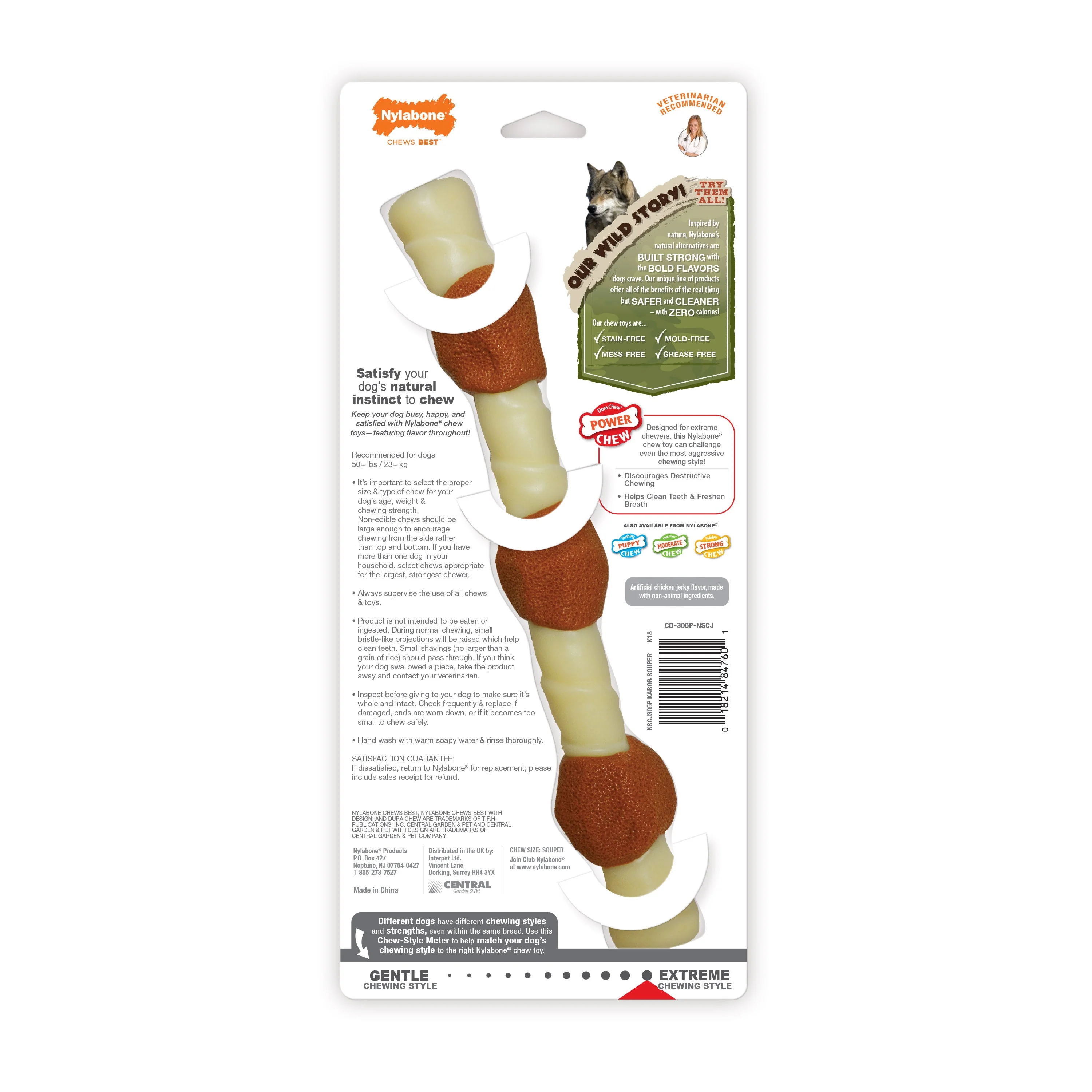 Nylabone Power Chew Shish Kabob Alternative Nylon Chew Toy Chicken Jerky 1ea/XL/Souper - 50+ lb - Image 8