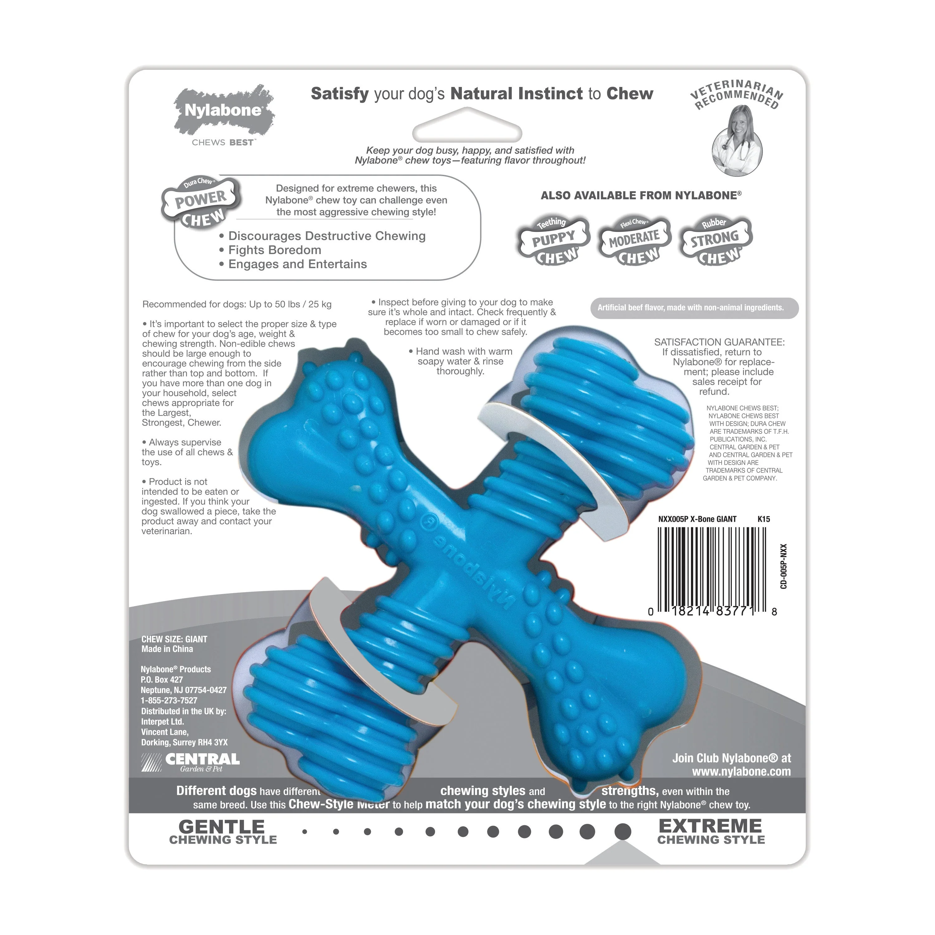 Nylabone Power Chew Comfort Hold X Bone Dog Toy Beef, 1ea/Large/Giant Up To 50 Lbs. 1 ct - Image 7