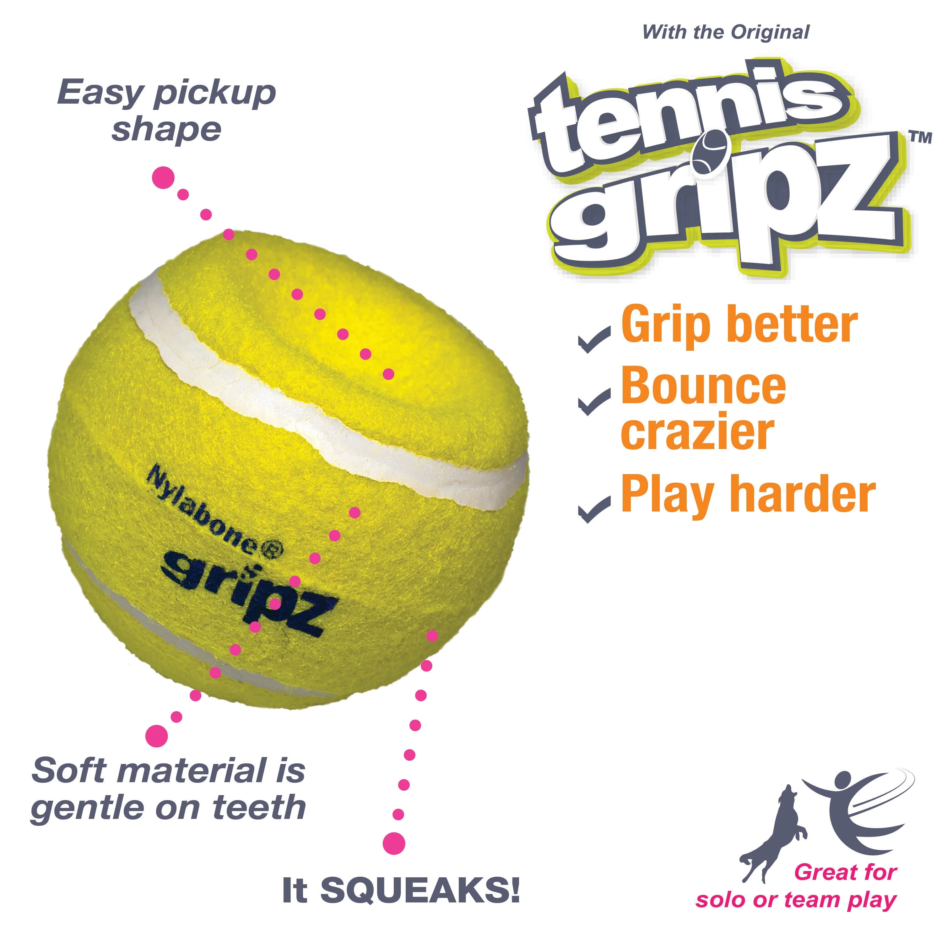 Nylabone Power Play Dog Tennis Ball Gripz 1 Count 1ea/Large - Image 7