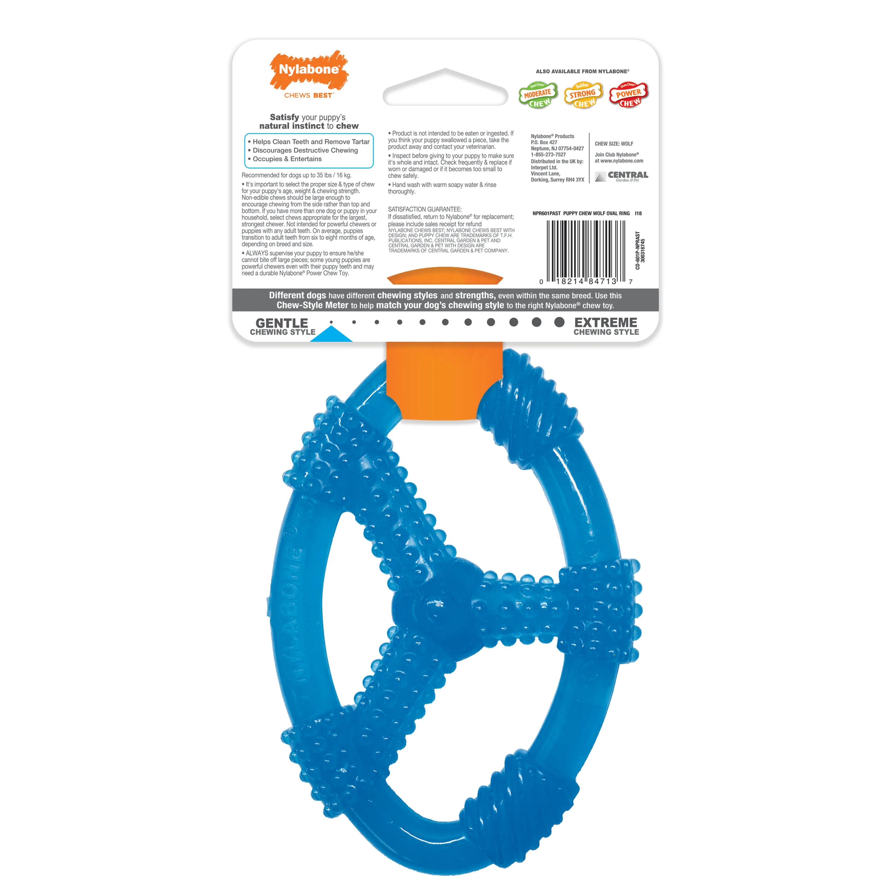 Nylabone Puppy Chew Spin Tug  Play Toy Peanut Butter, Blue, 1ea/Medium/Wolf  Up To 35 Lbs. 1 ct - Image 9