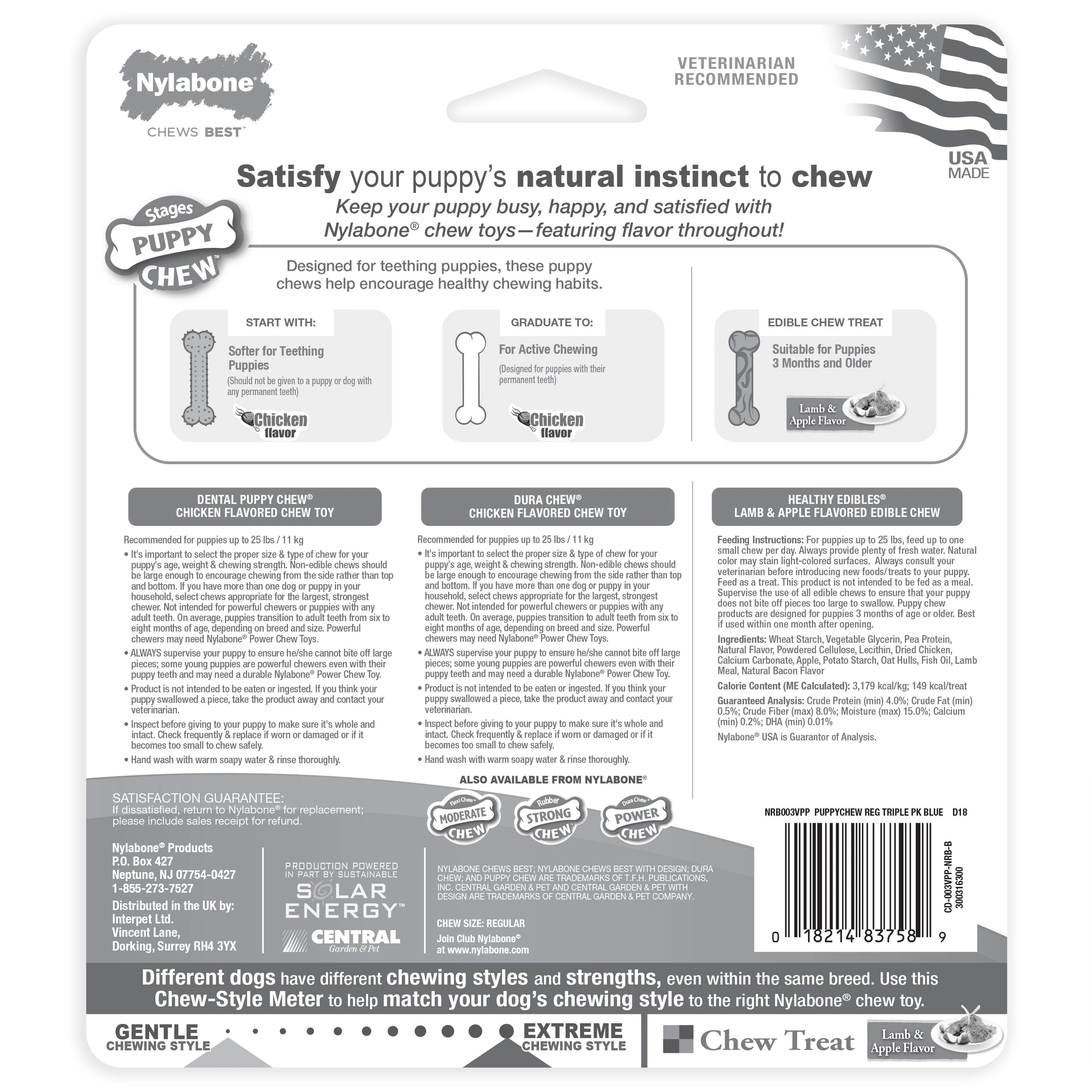 Nylabone Puppy Chew Variety Toy  Treat Triple Pack 3 count, 1ea/SMall/Regular  Up To 25 Ibs. - Image 3