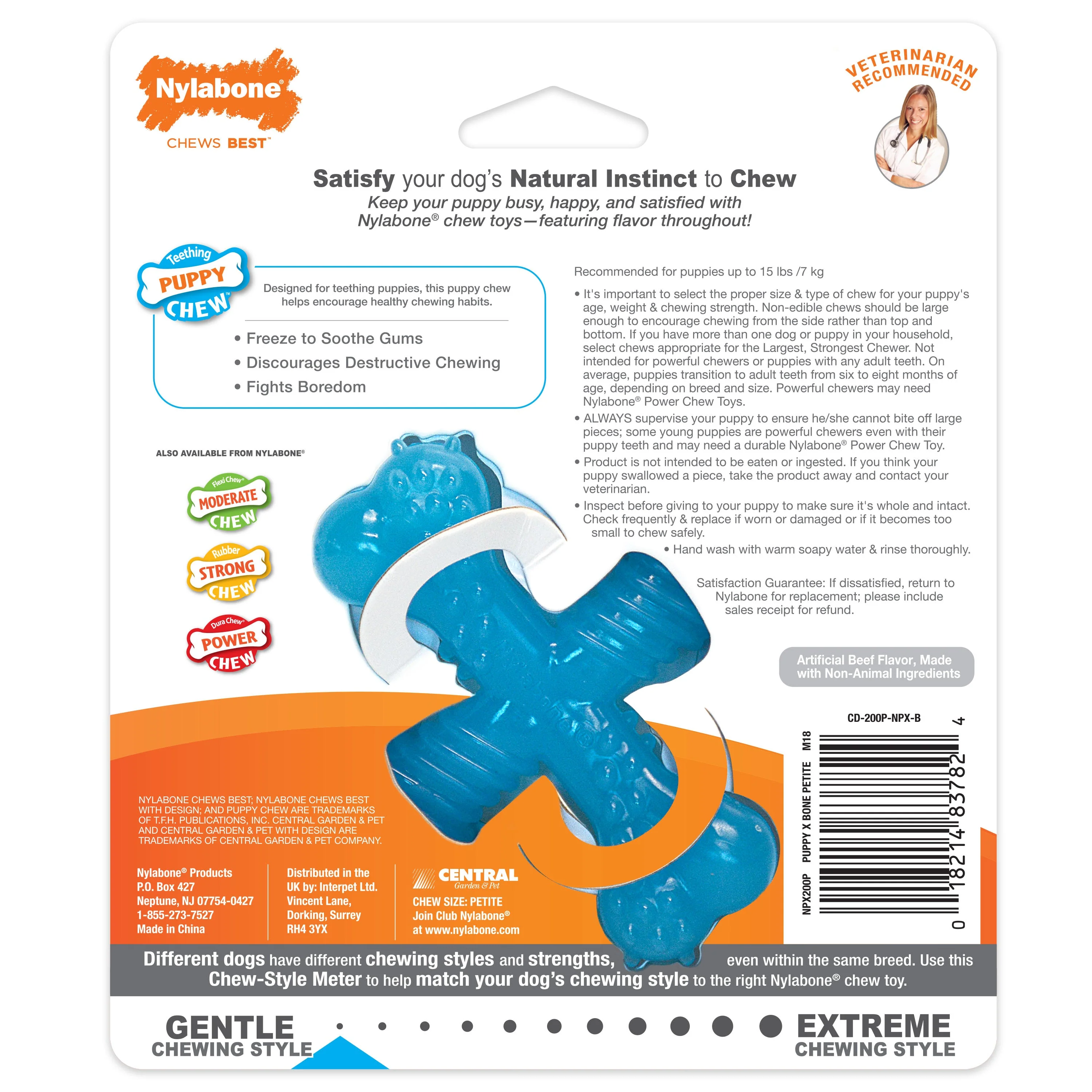 Nylabone Puppy Chew Comfort Hold X Bone Dog Toy Beef, 1ea/XS/Petite  Up To 15 Lbs. 1 ct - Image 9