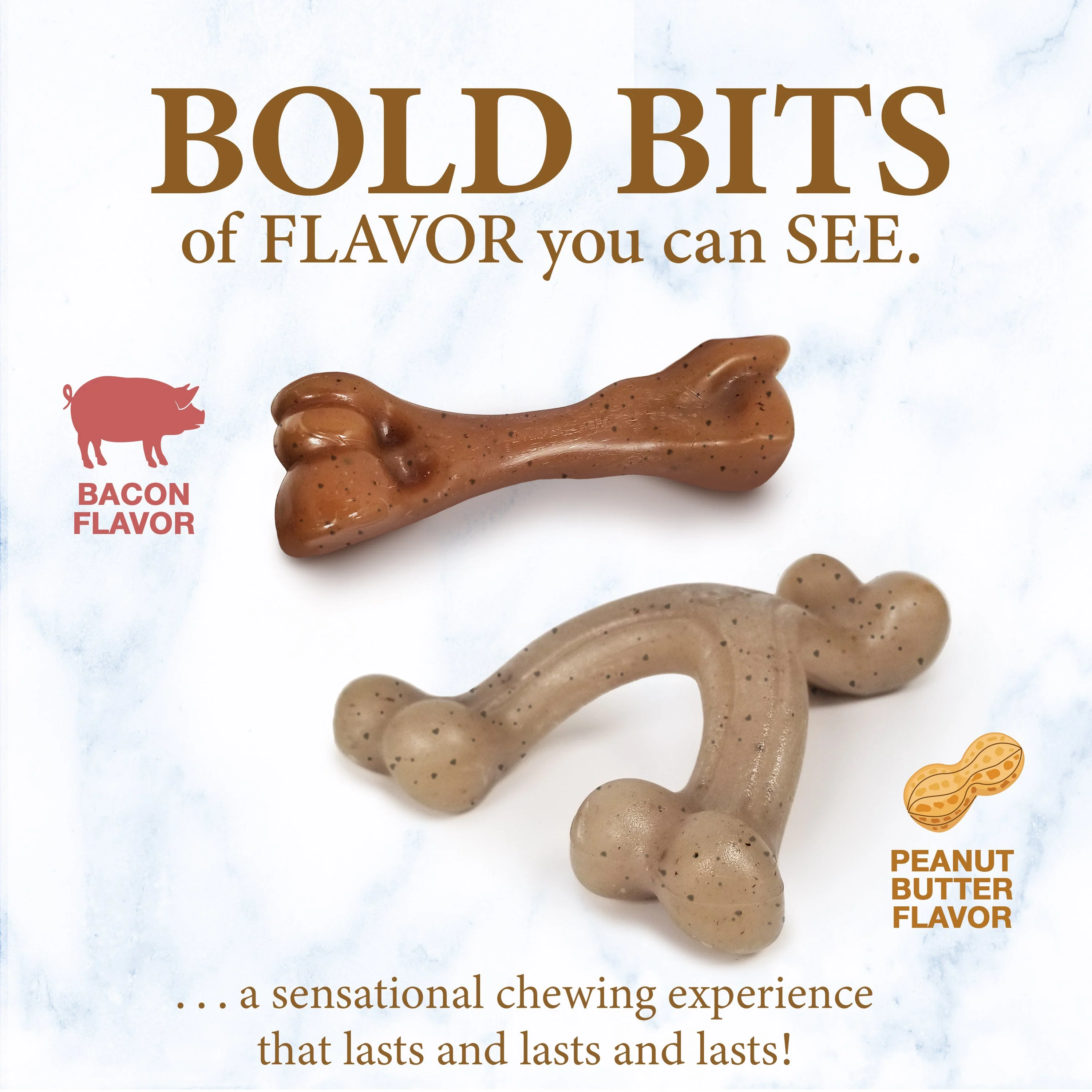 Nylabone Gourmet Style Puppy Chew Toy Twin Pack Peanut Butter Bacon, 1ea/SMall/Regular Up To 25 Ibs. 2 ct - Image 3