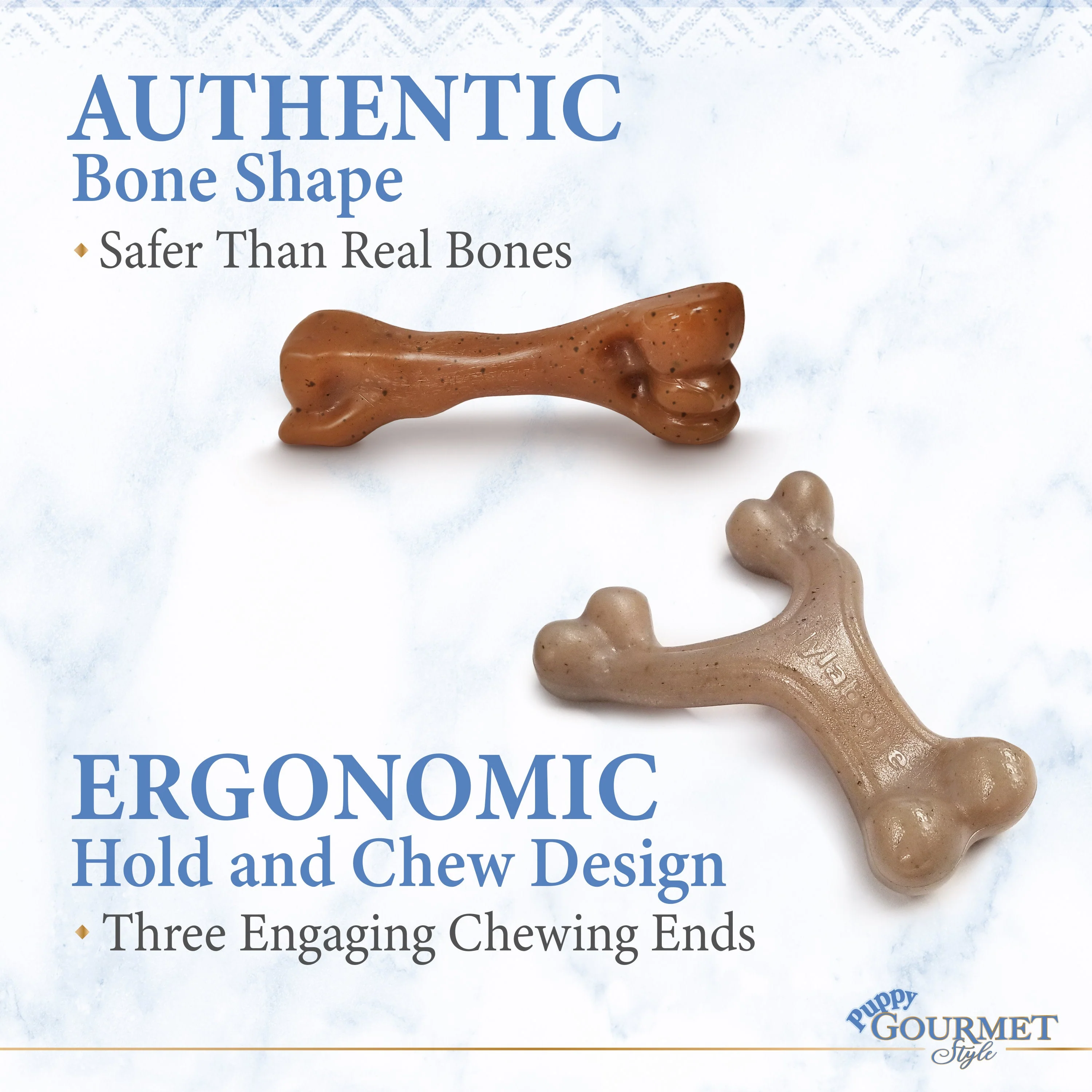 Nylabone Gourmet Style Puppy Chew Toy Twin Pack Peanut Butter Bacon, 1ea/SMall/Regular Up To 25 Ibs. 2 ct - Image 4