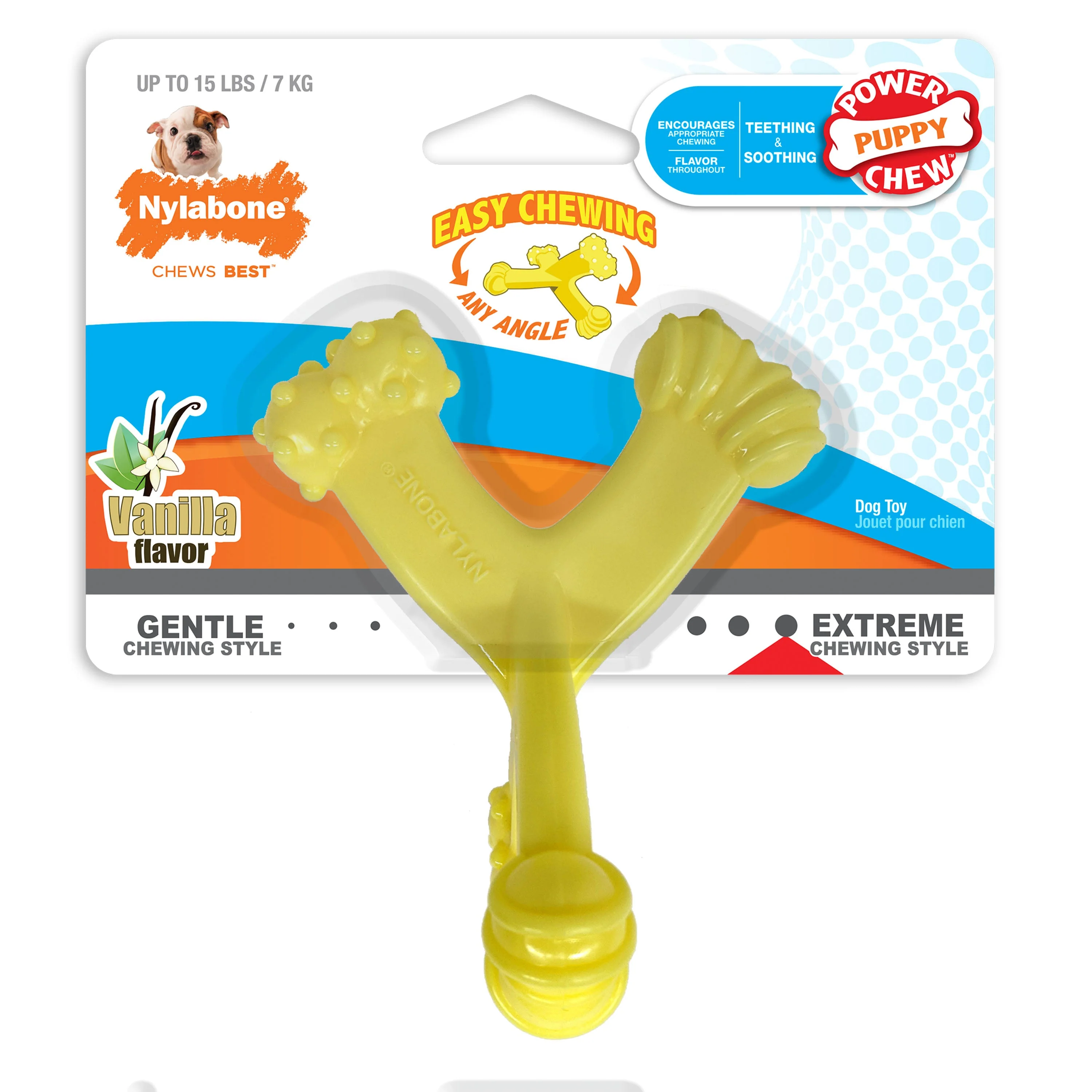 Nylabone Puppy Power Chew Axis Bone Nylon Chew Toy Vanilla, 1ea/SMall/Regular Up To 25 Ibs. 1 ct