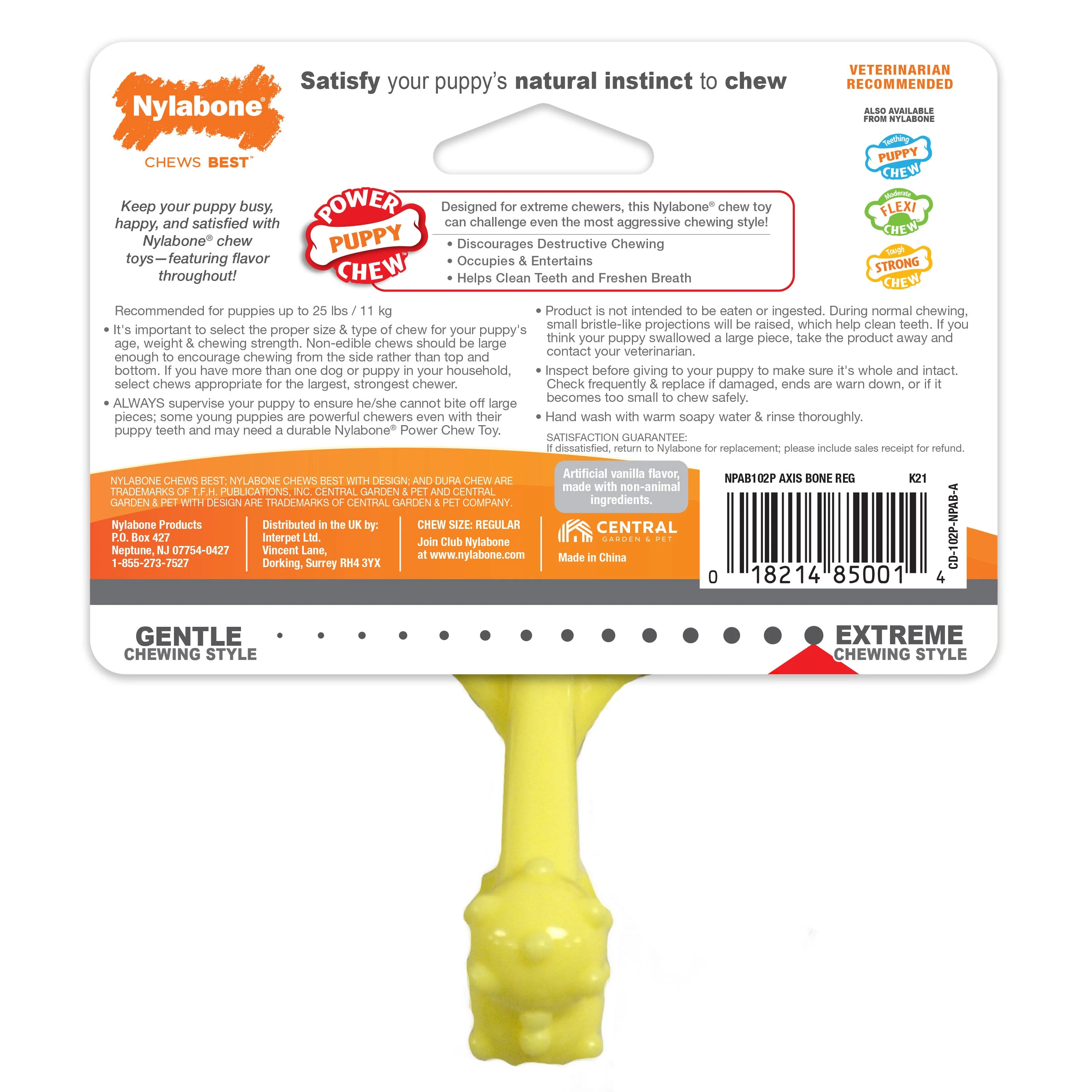 Nylabone Puppy Power Chew Axis Bone Nylon Chew Toy Vanilla, 1ea/SMall/Regular Up To 25 Ibs. 1 ct - Image 10