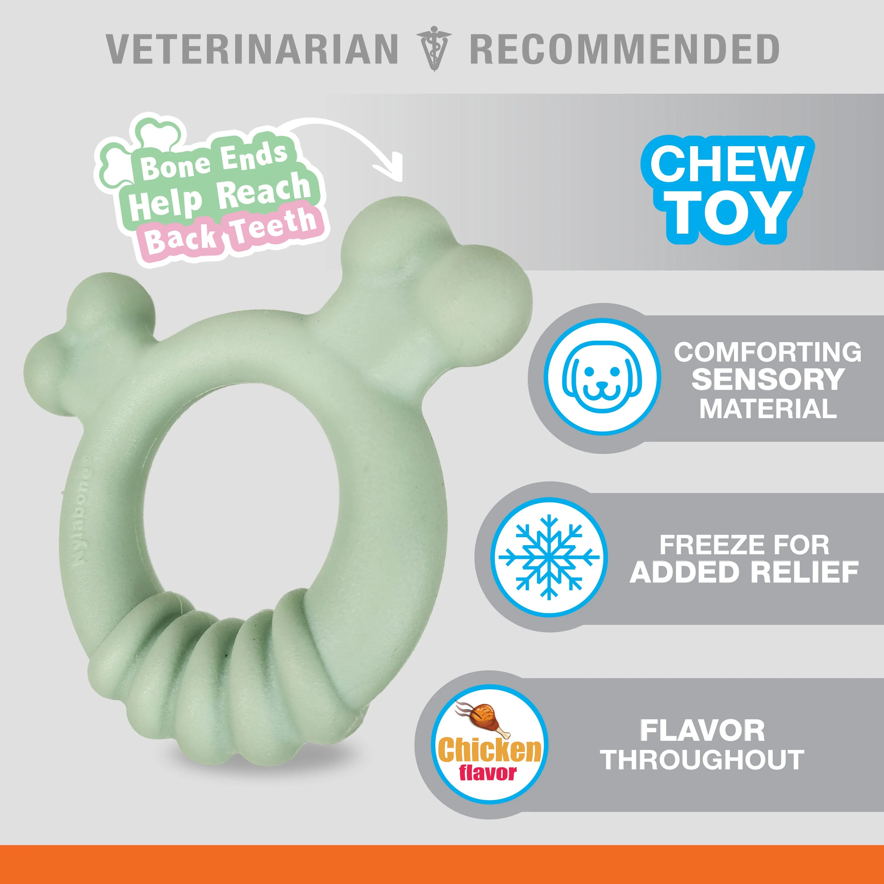 Nylabone Sensory Material Puppy Teething Ring Chicken, 1ea/SMall/Regular Up To 25 Ibs. 1 ct - Image 2