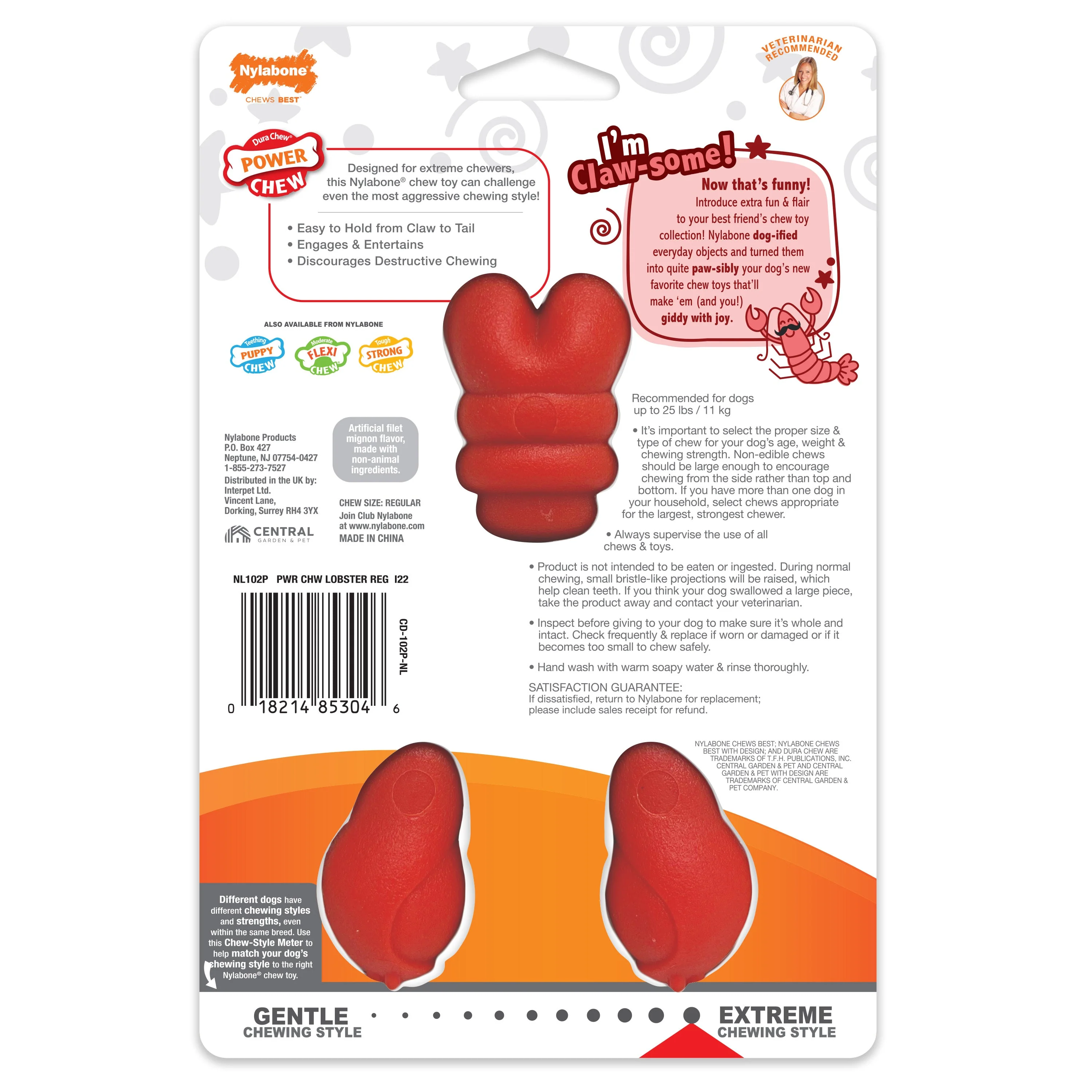 Nylabone Power Chew Lobster Dog Toy Filet Mignon, 1ea/Medium/Wolf Up To 35 Lbs. 1 ct - Image 12