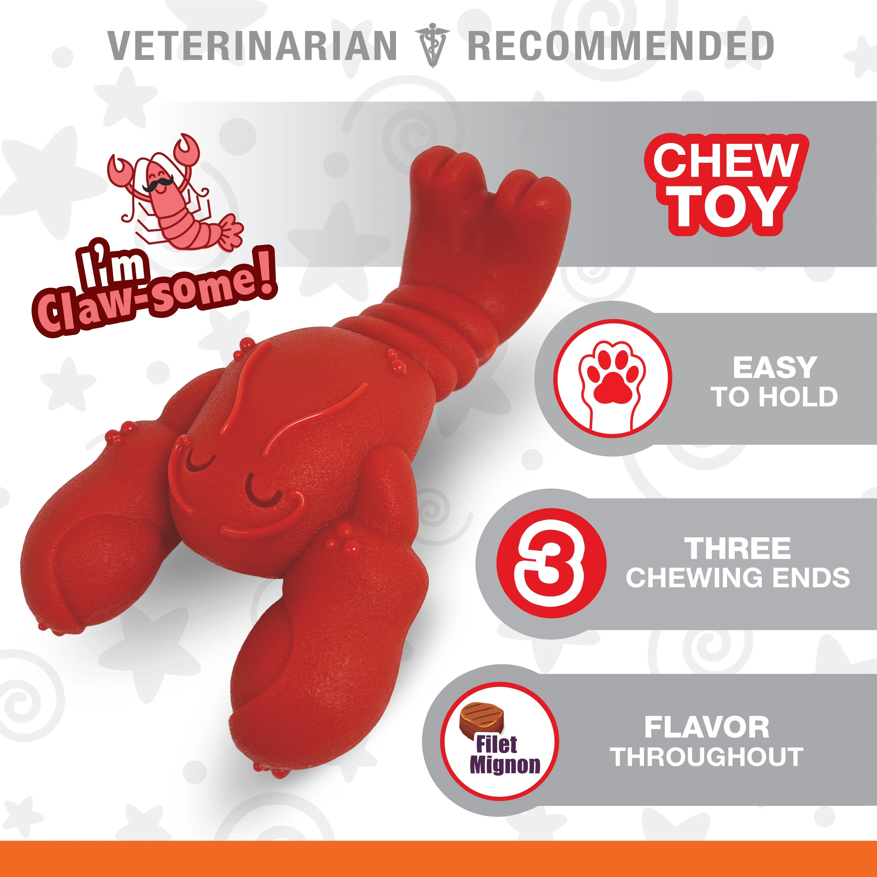 Nylabone Power Chew Lobster Dog Toy Filet Mignon, 1ea/Medium/Wolf Up To 35 Lbs. 1 ct - Image 3