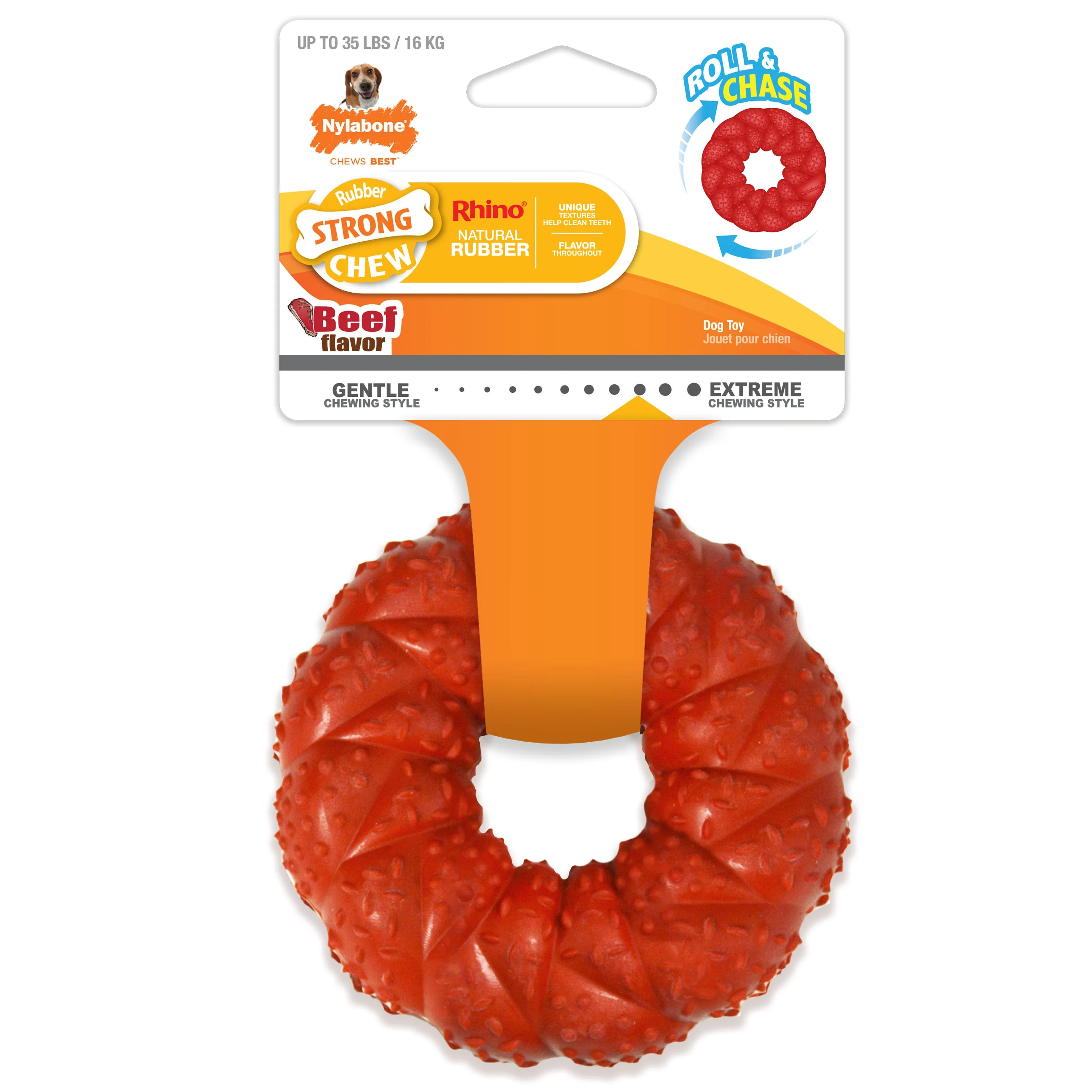 Nylabone Strong Chew Braided Dog Ring Chew Toy Beef, 1ea/Medium/Wolf Up To 35 Lbs. 1 ct