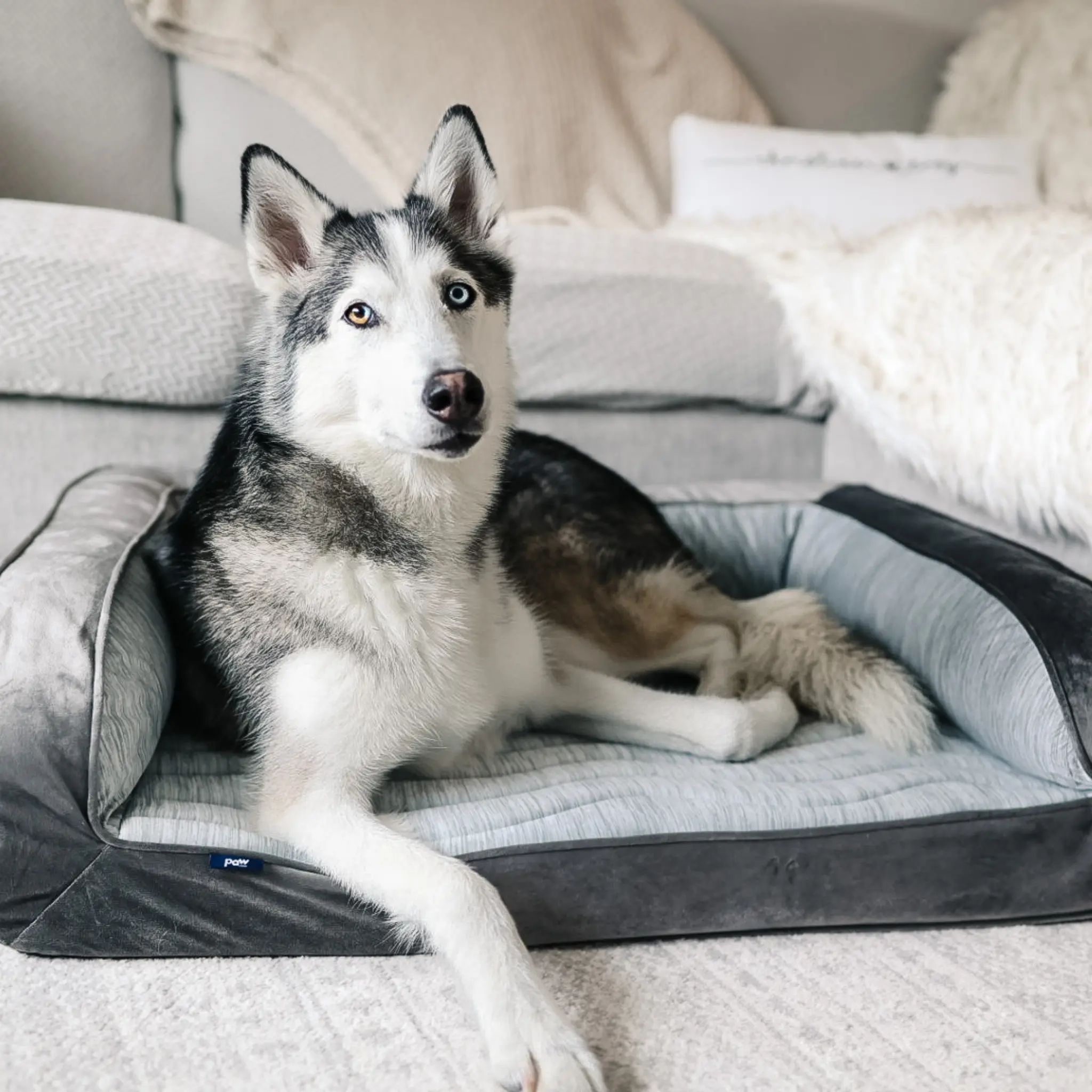 PupChill™ Cooling Bolster Dog Bed + Waterproof Blanket Bundle - Arctic Grey - Image 19