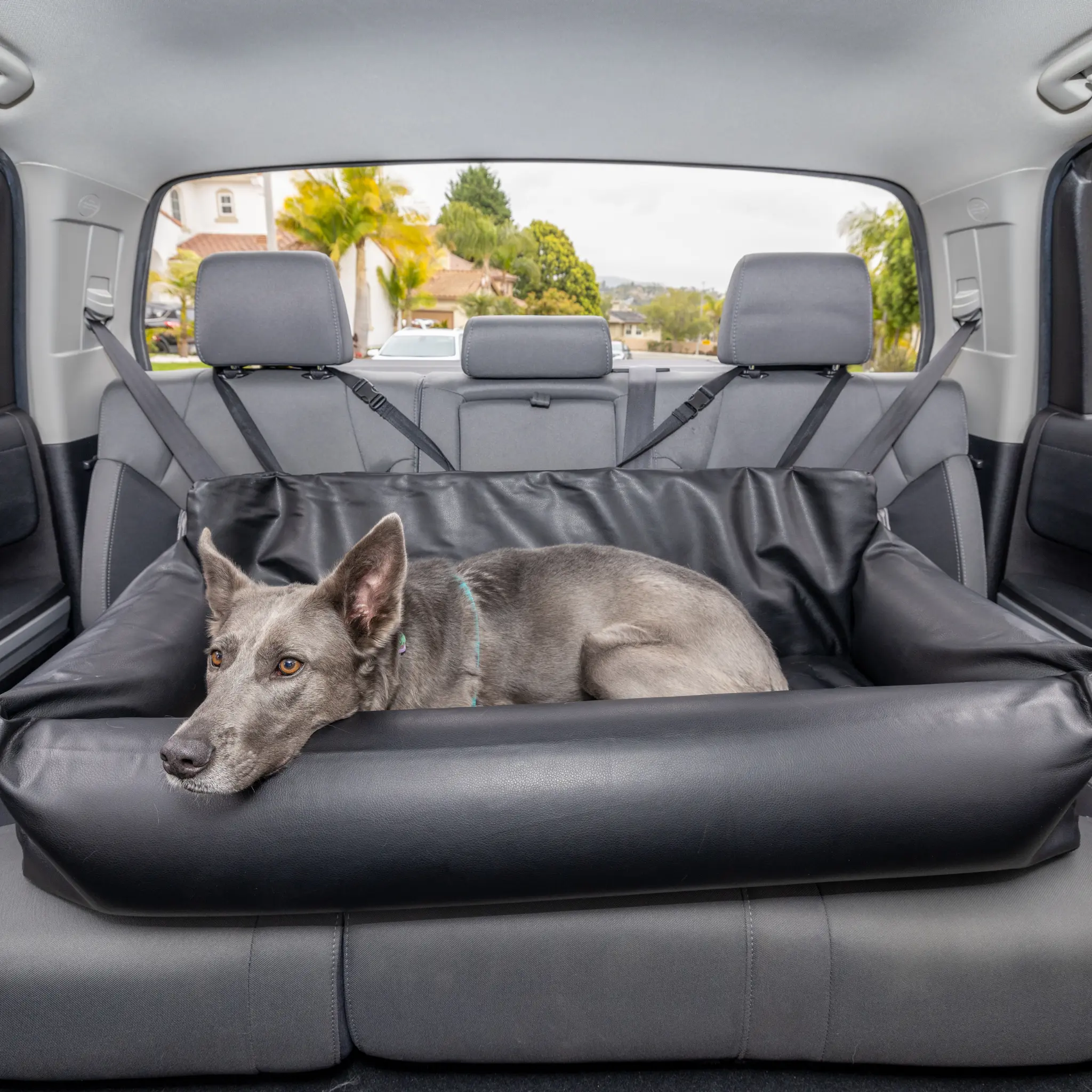 PupProtector™ Faux Leather Memory Foam Dog Car Bed - Black - Image 14
