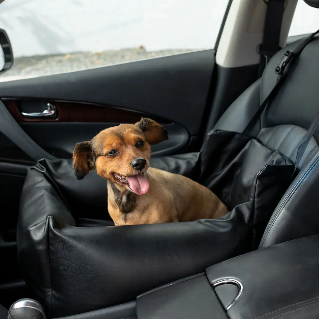 PupProtector™ Faux Leather Memory Foam Dog Car Bed - Black - Image 16