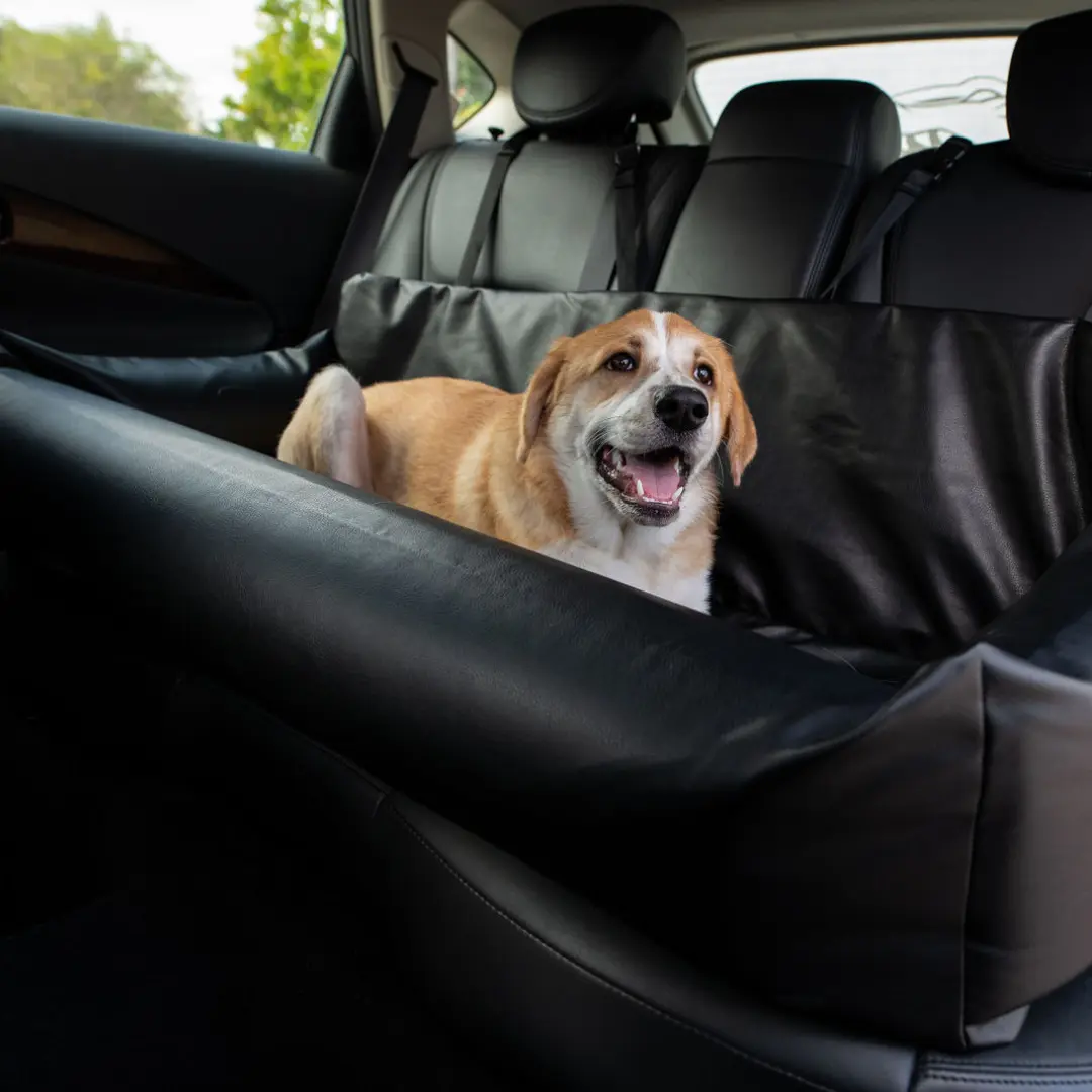 PupProtector™ Faux Leather Memory Foam Dog Car Bed - Black - Image 17