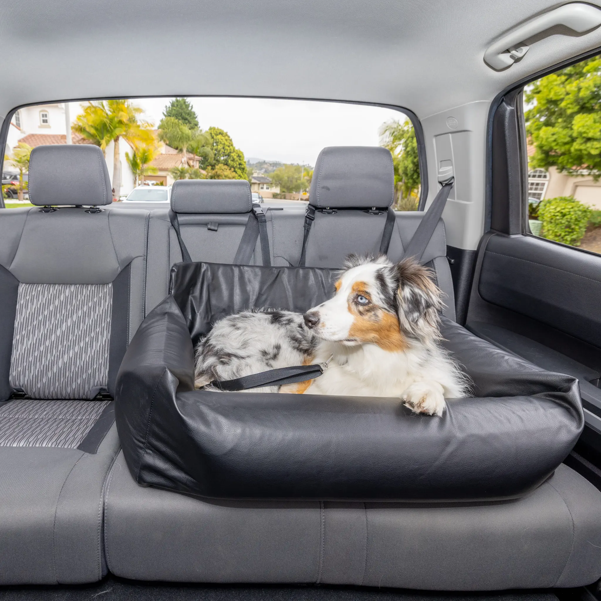 PupProtector™ Faux Leather Memory Foam Dog Car Bed - Black - Image 18