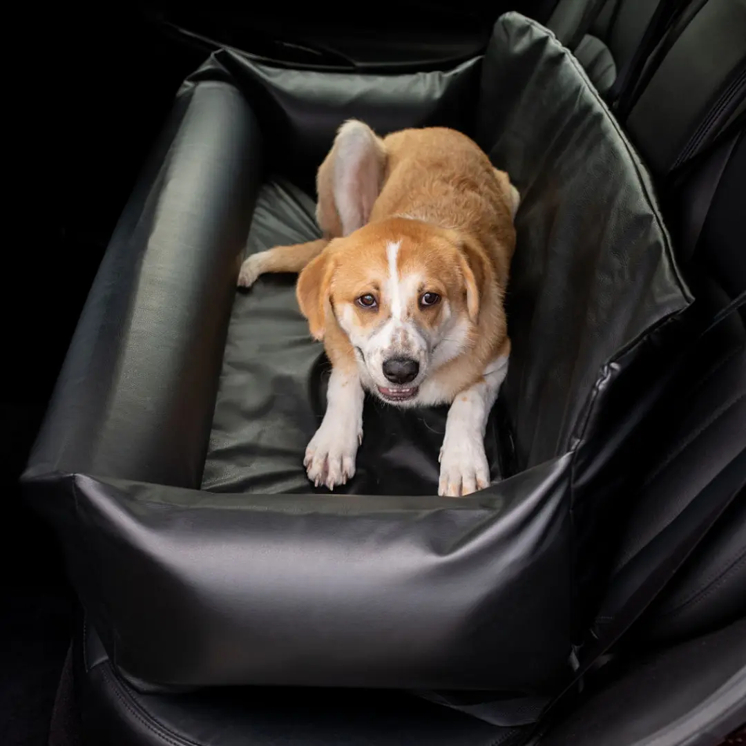 PupProtector™ Faux Leather Memory Foam Dog Car Bed - Black - Image 2