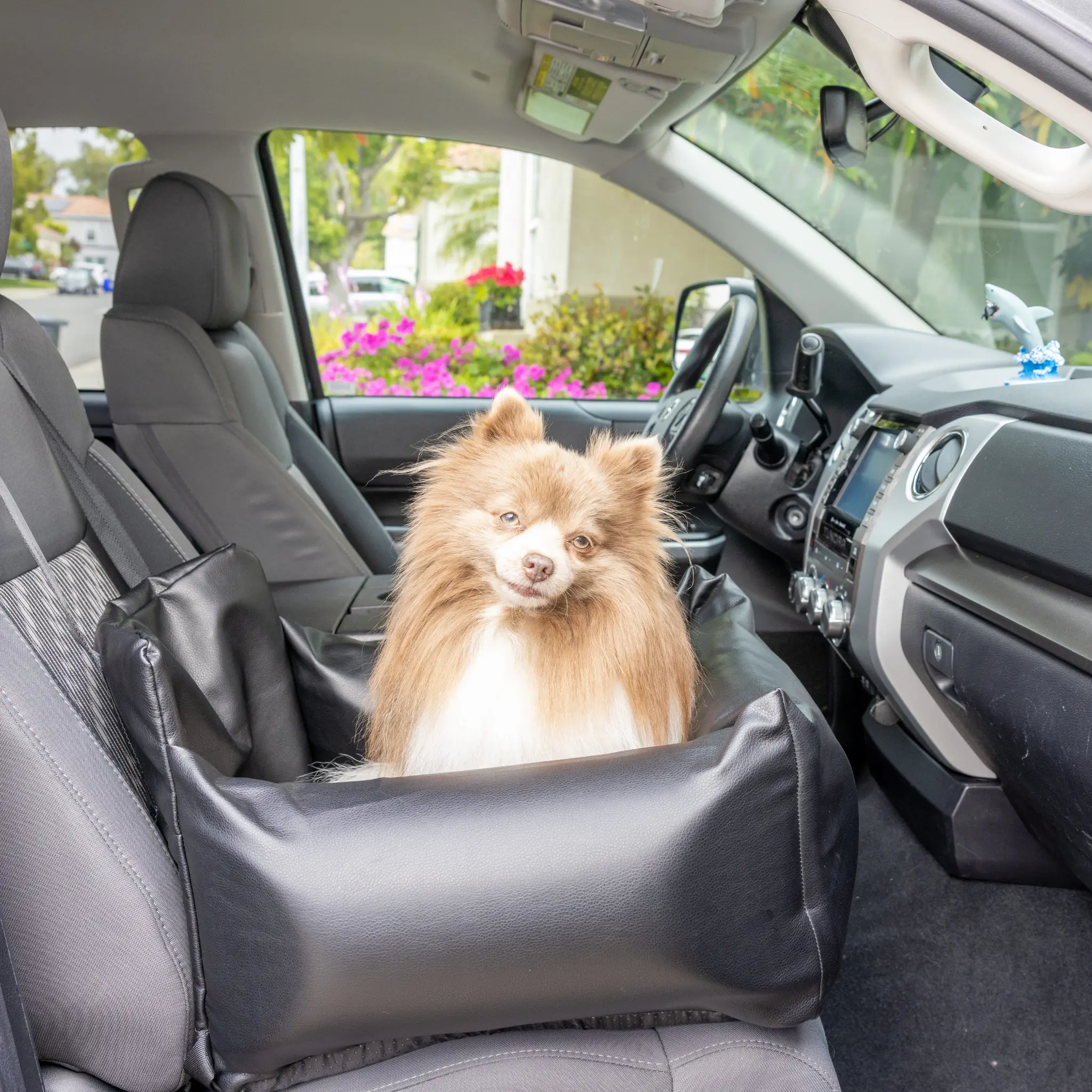 PupProtector™ Faux Leather Memory Foam Dog Car Bed - Black - Image 3