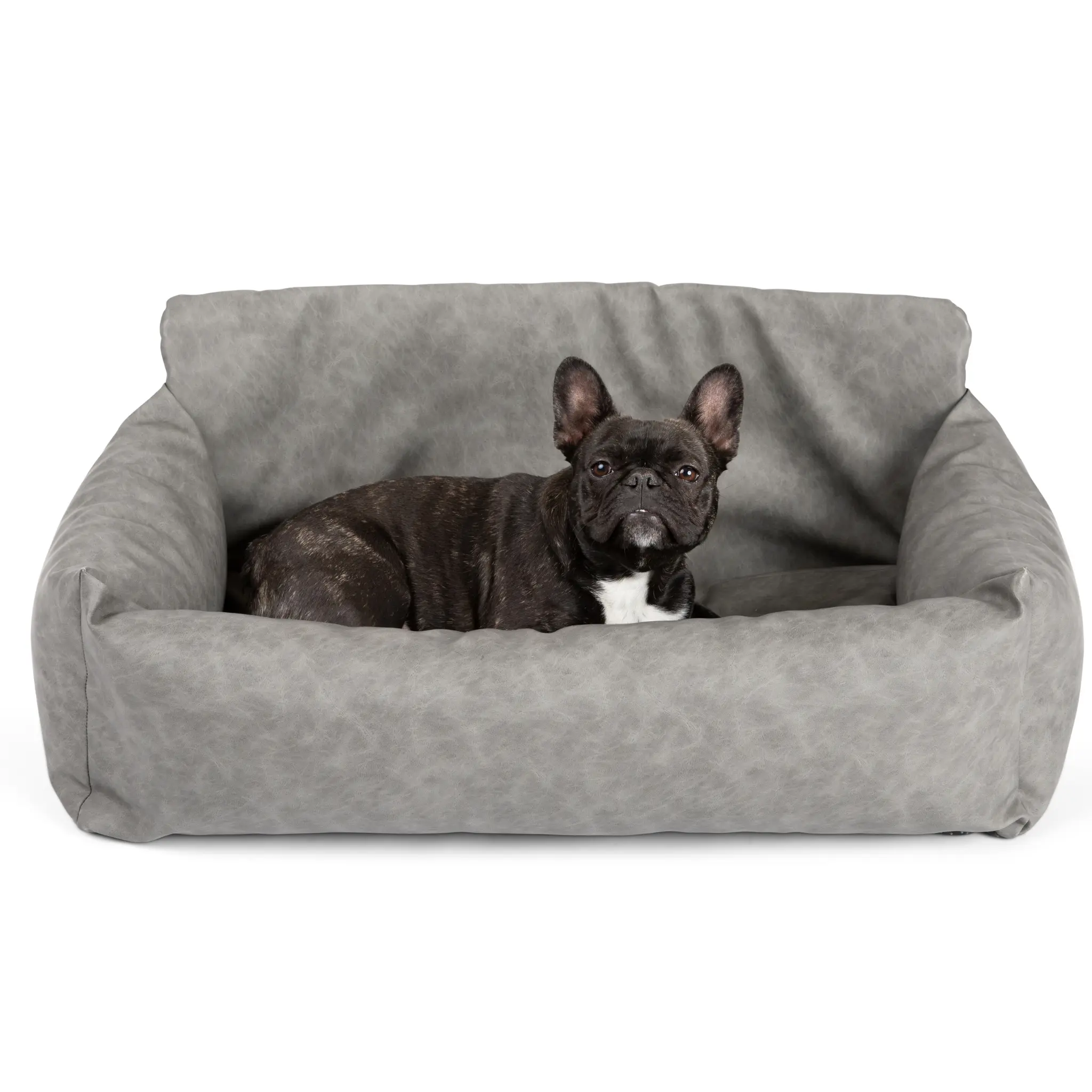PupProtector™ Faux Leather Memory Foam Dog Car Bed - Slate Gray - Image 17