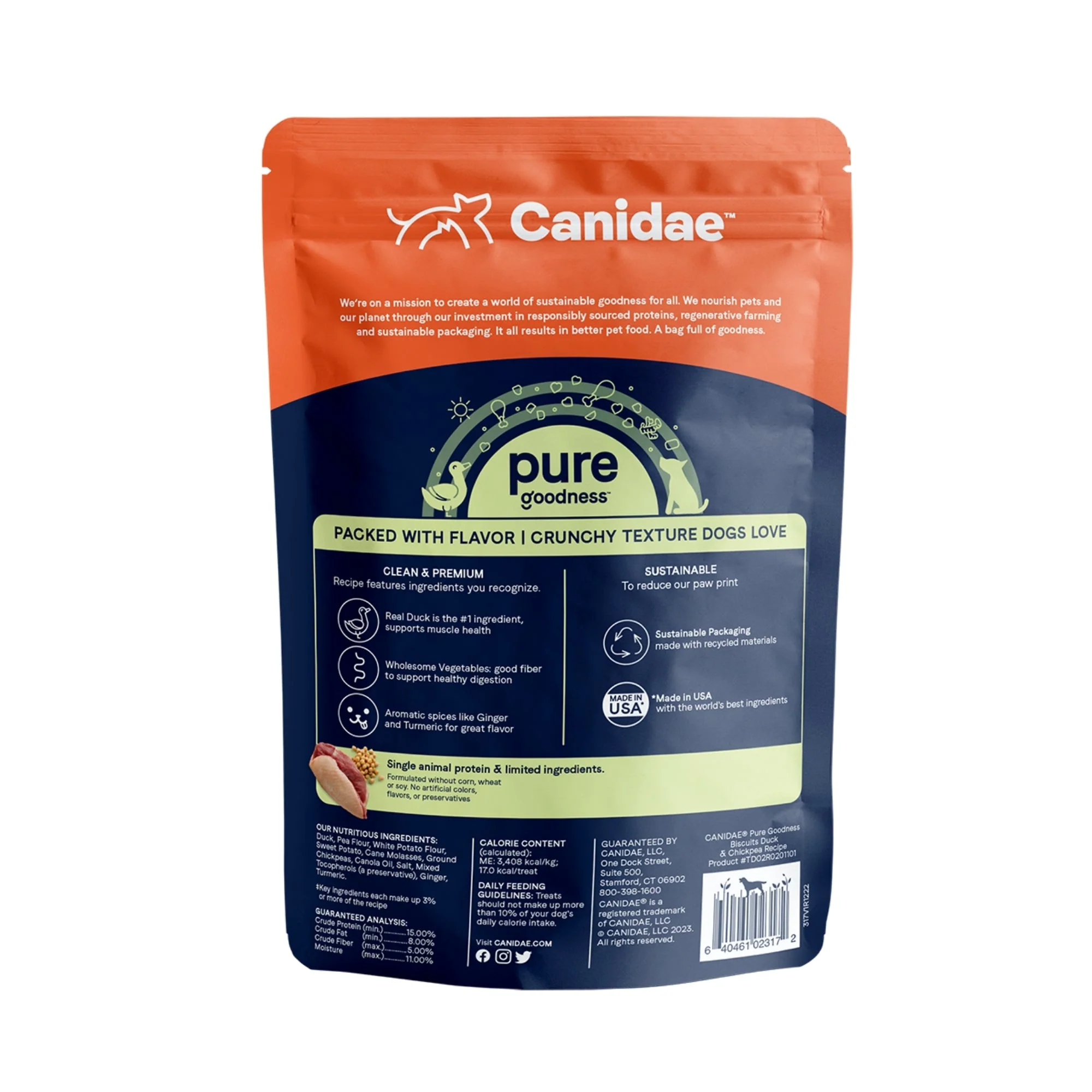 CANIDAE PURE Goodness GrainFree Biscuit Dog Treats Duck  Chickpeas, 1ea/11 oz - Image 3