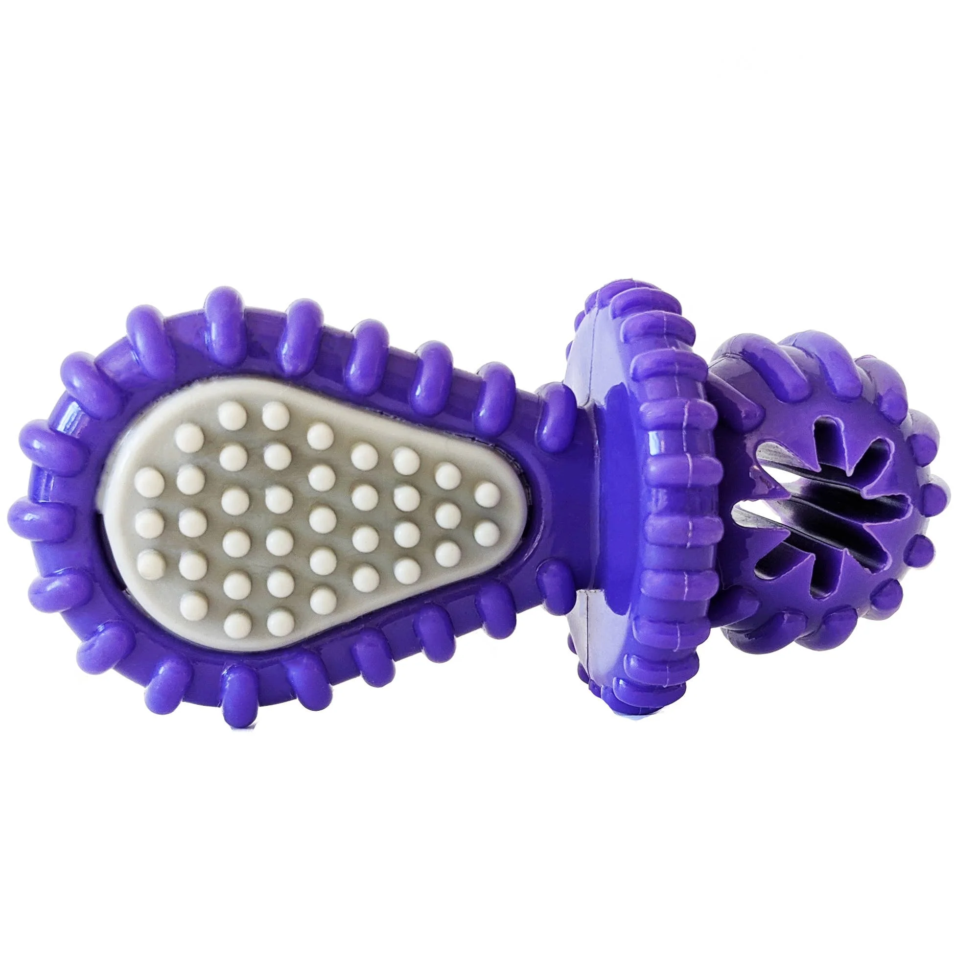 Purple Rubber Dental Pacifier Dog Toy – Ridges, Treat Hole & Durable Design - Image 4