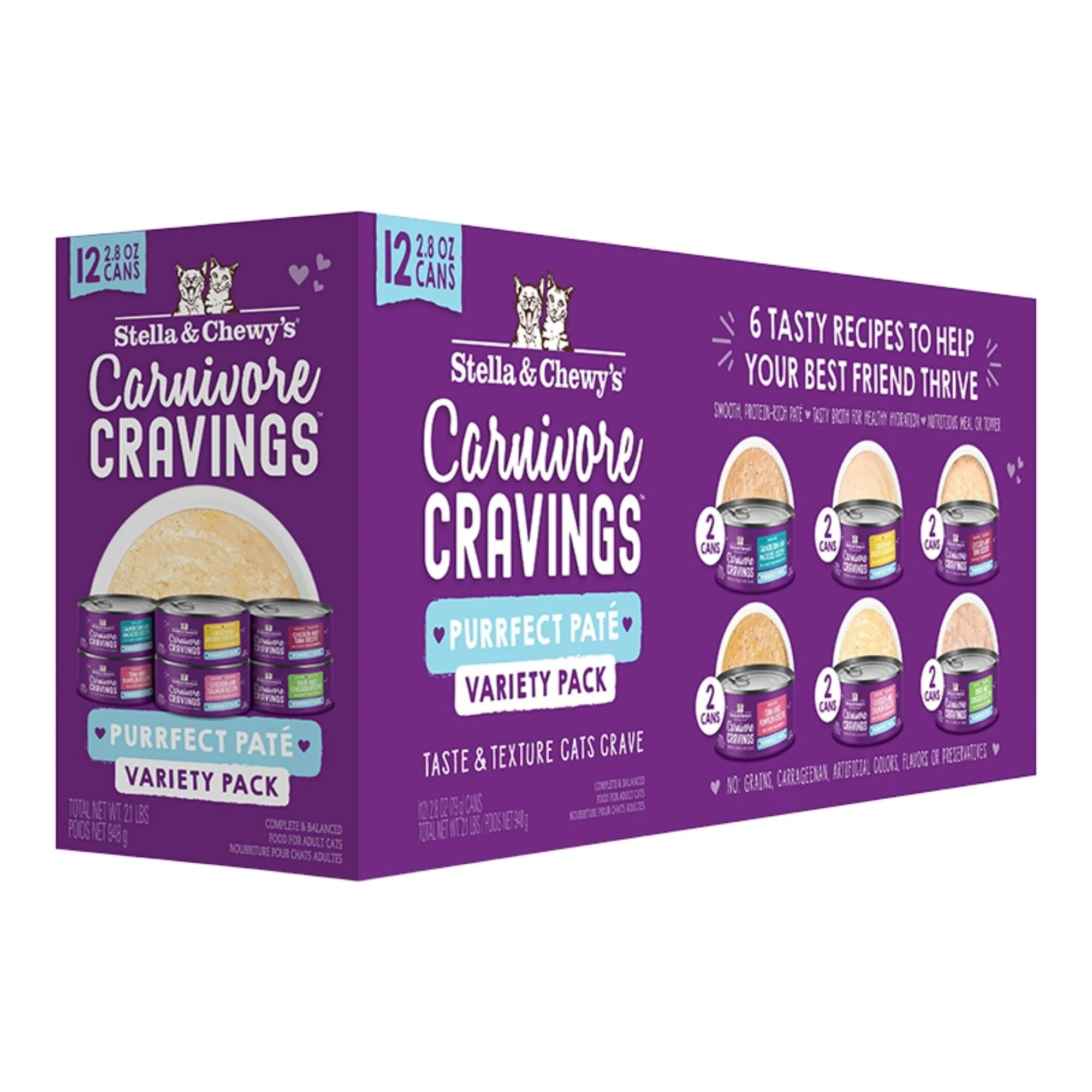 Stella and Chewys Cat Carnivore Purrfect Pate Variety Pack 2.8oz. (Case of 24) - Image 2